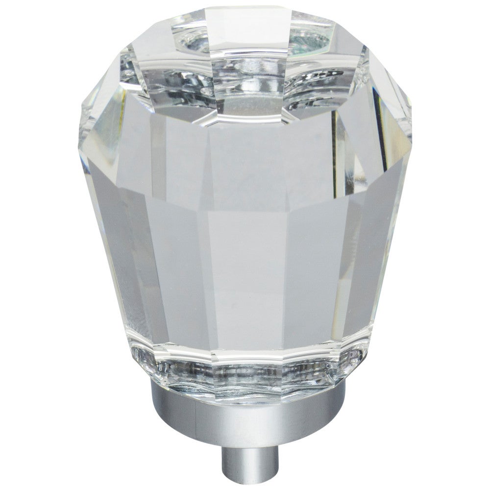 Hardware Resources 1" Overall Length Satin Nickel Faceted Glass Harlow Cabinet Knob