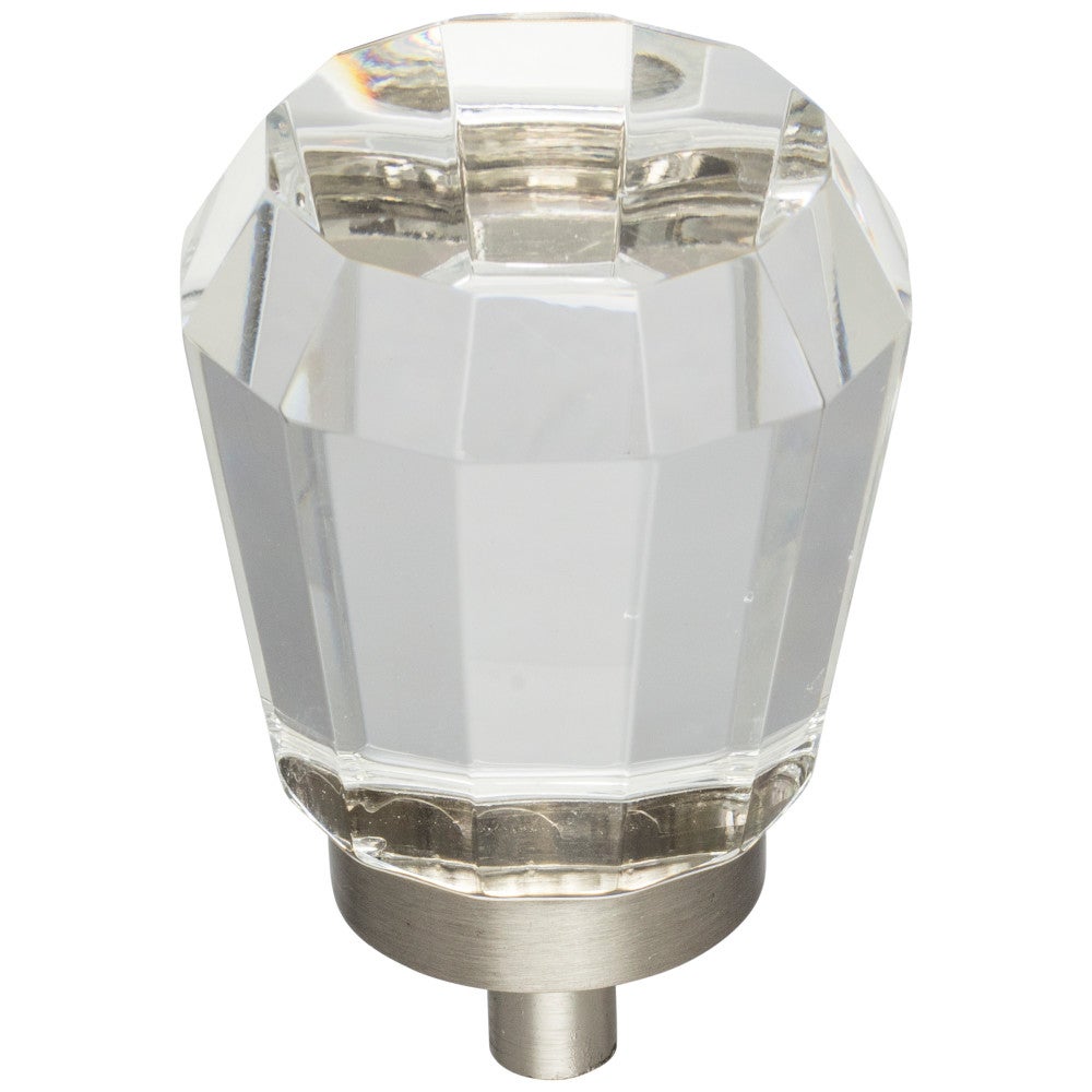 Hardware Resources 1" Overall Length Satin Nickel Faceted Glass Harlow Cabinet Knob