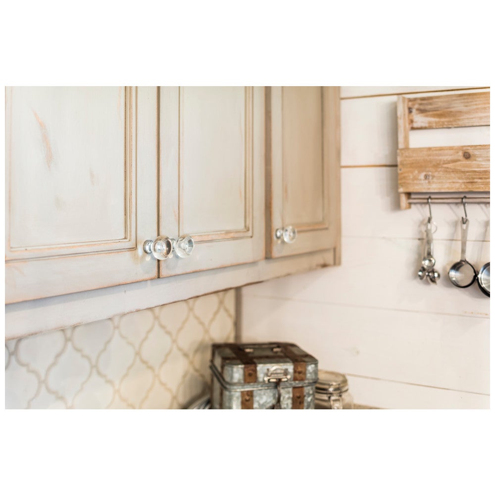Hardware Resources 1" Overall Length Satin Nickel Faceted Glass Harlow Cabinet Knob