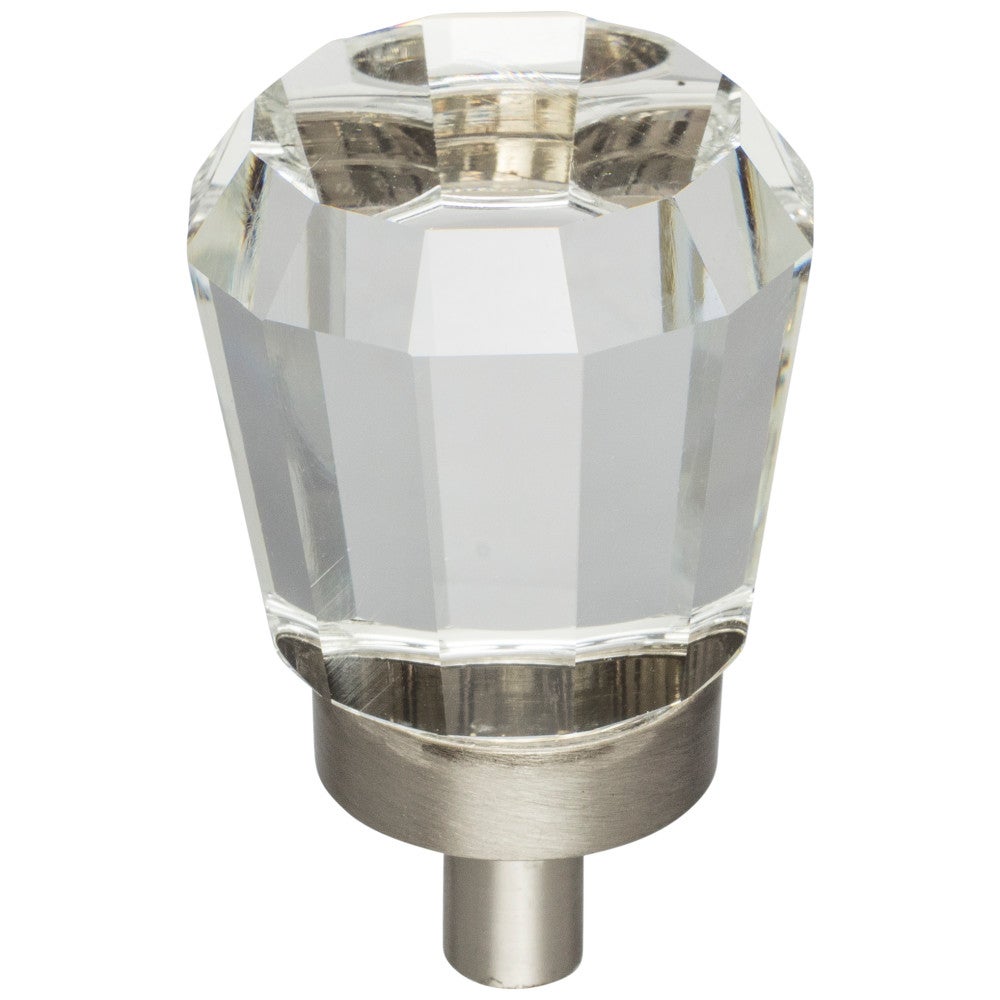 Hardware Resources 1" Overall Length Satin Nickel Faceted Glass Harlow Cabinet Knob