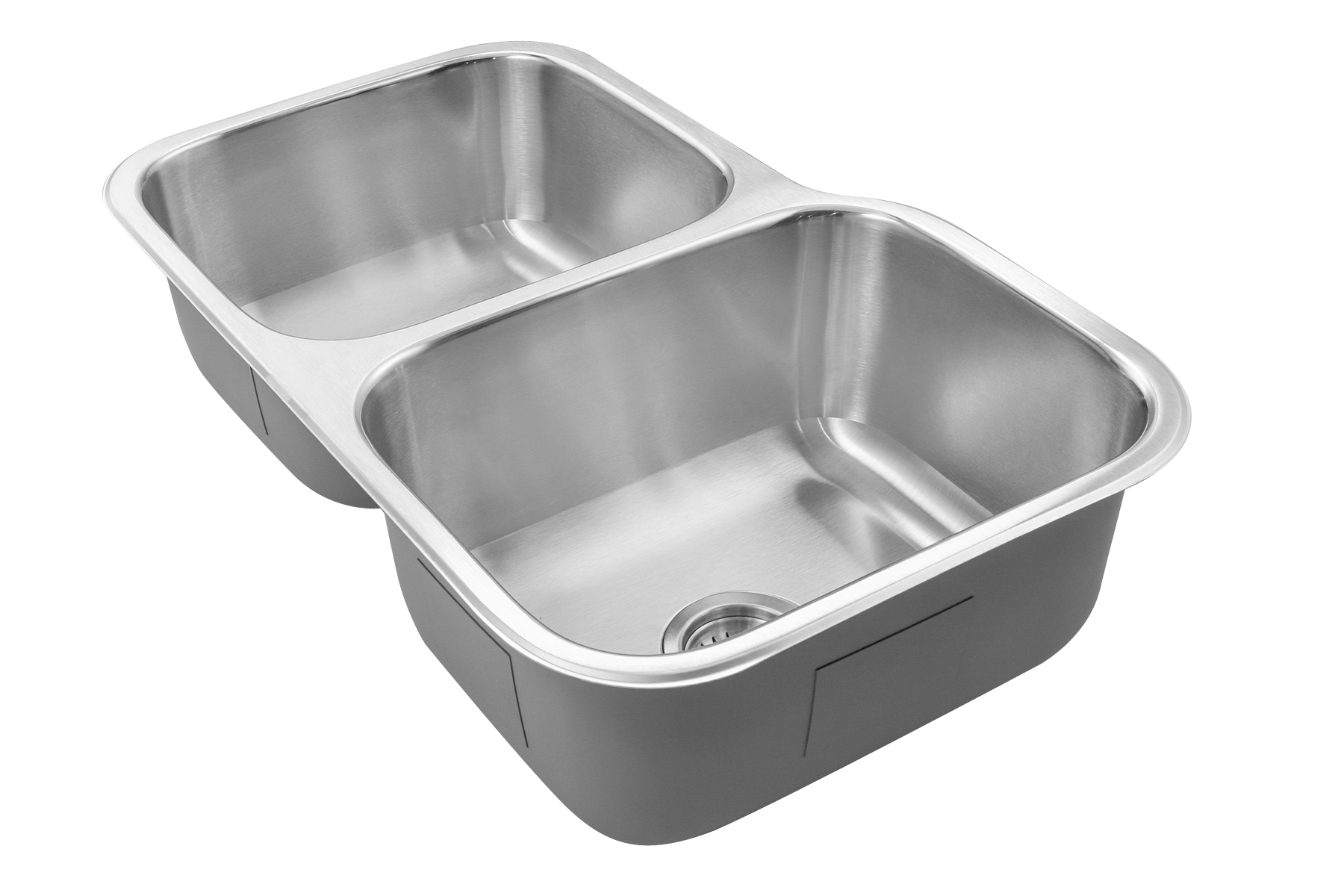 Houzer Medallion 32" Stainless Steel Undermount 40/60 Double Bowl Kitchen Sink with Small Left Bowl with Strainer