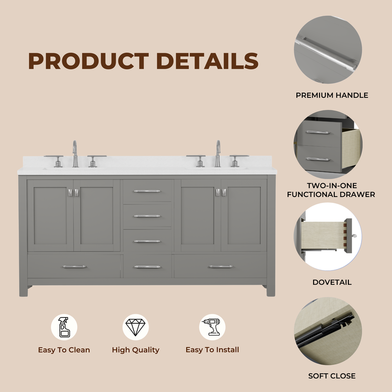 Caroline Avenue 72" Double Bath Vanity