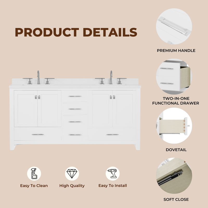 Caroline Avenue 72" Double Bath Vanity