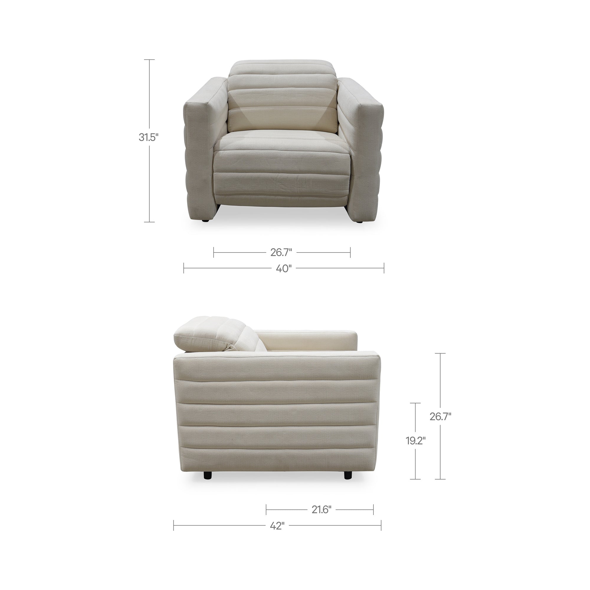 Moes Juno Power Recliner Chair Off White GO-1010-05