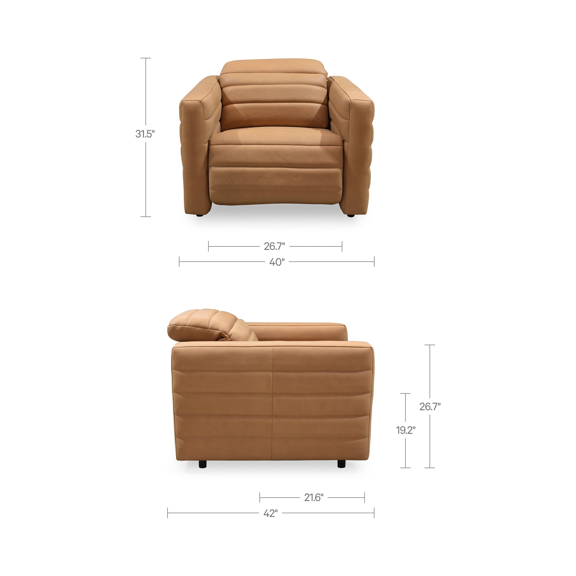Moes Juno Power Recliner Chair Tan Leather GO-1010-40