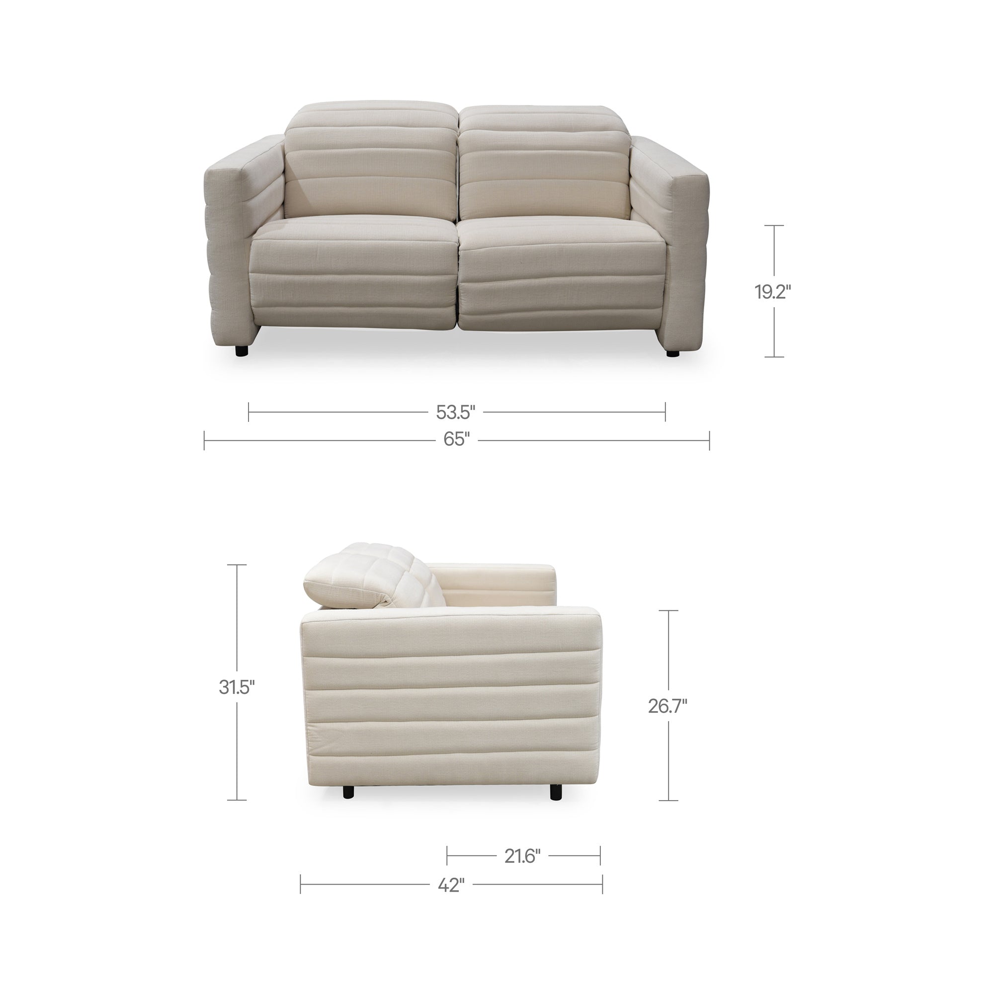 Moes Juno Power Recliner Sofa Off White GO-1011-05-0