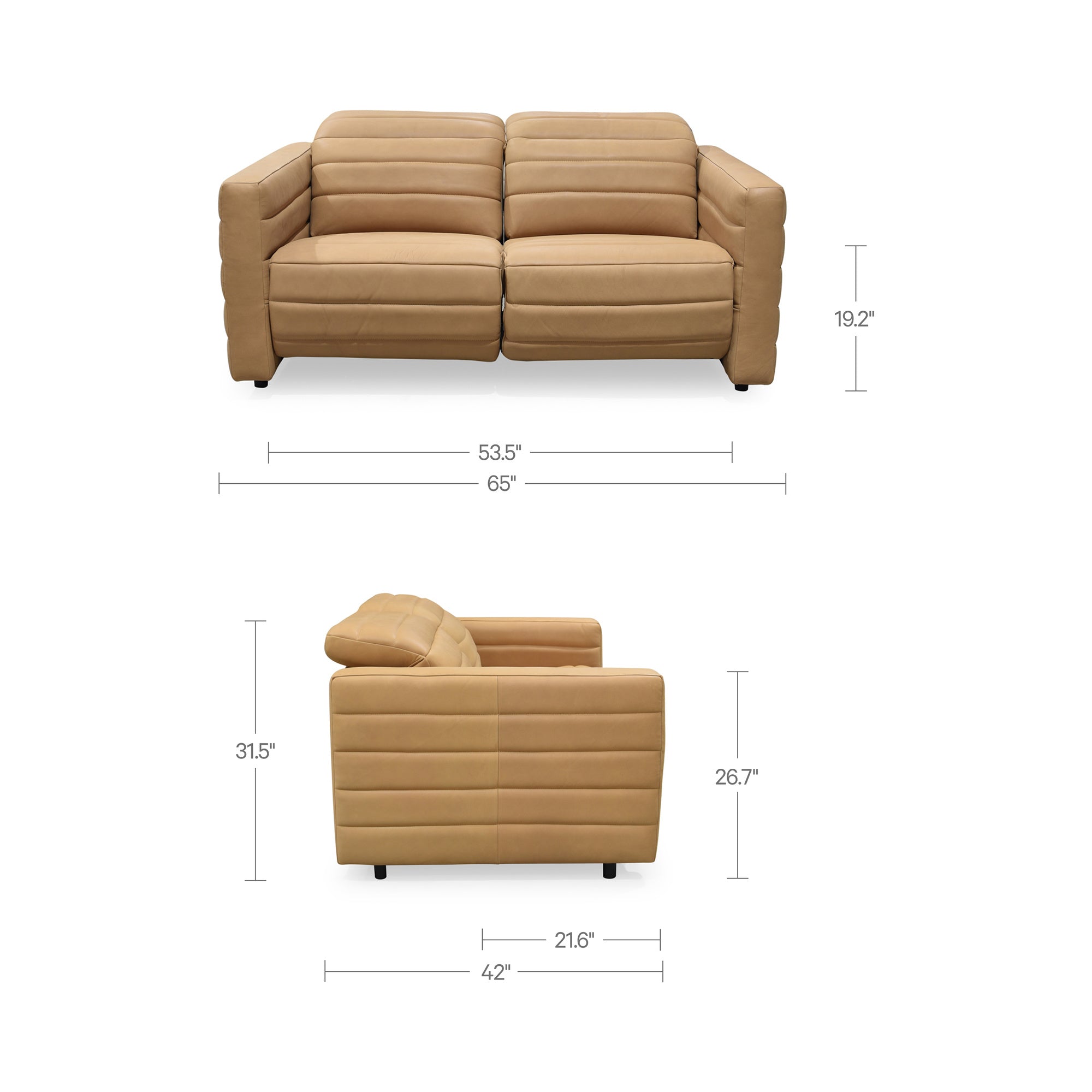 Moes Juno Power Recliner Sofa Tan Leather GO-1011-40-0