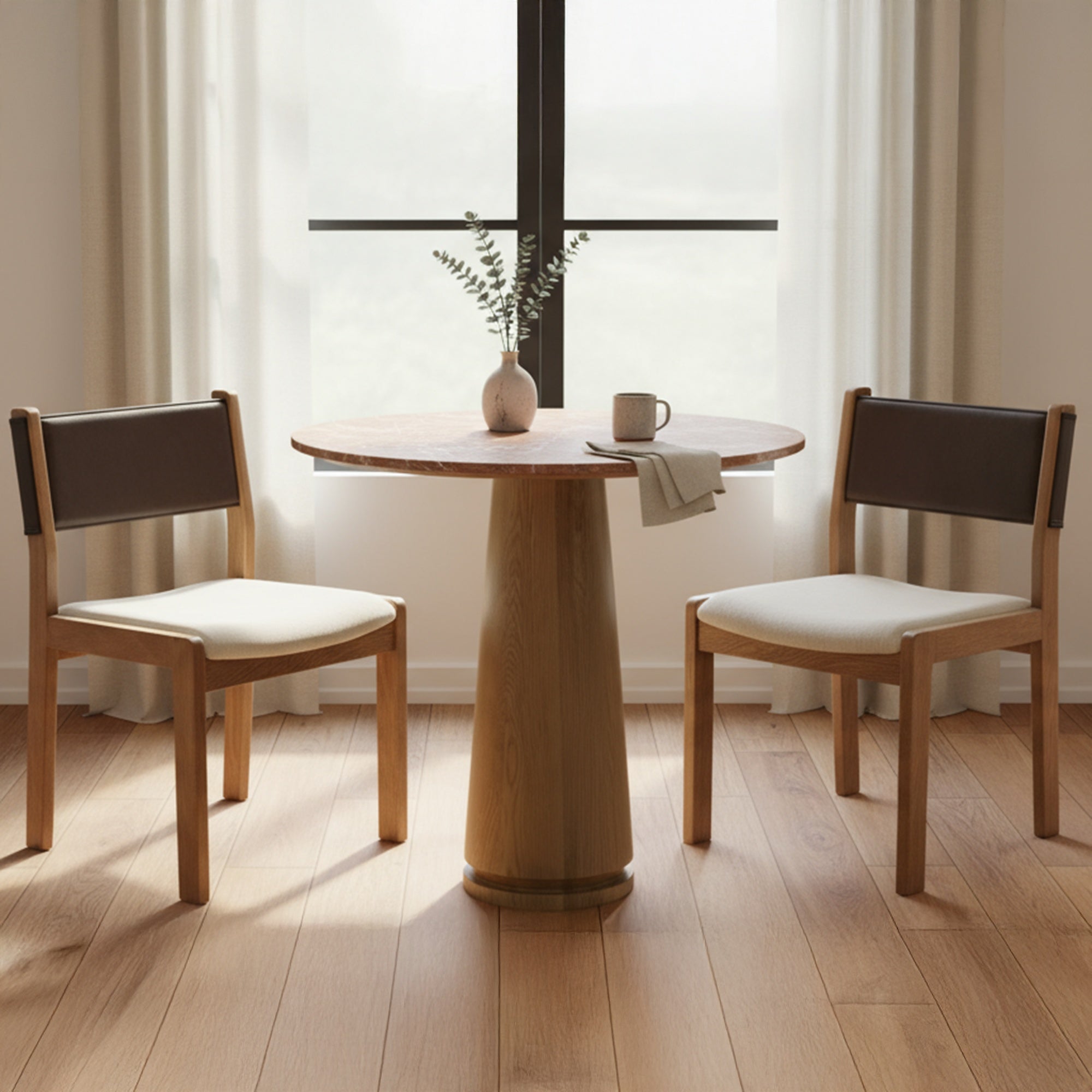 Moes Carol Dining Chair Deep Brown Leather Set of Two GO-1018-20