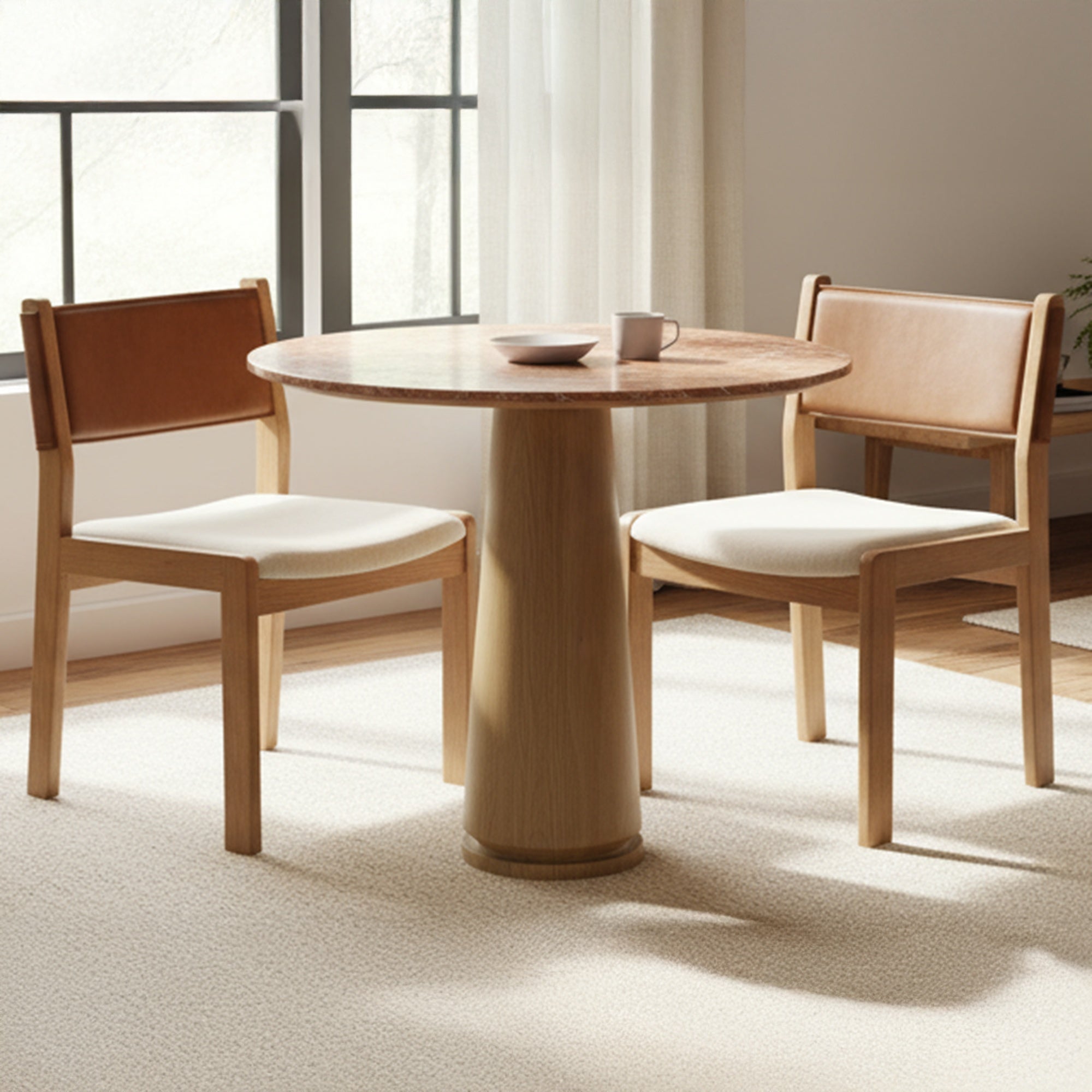 Moes Carol Dining Chair Tan Leather Set of Two GO-1018-40