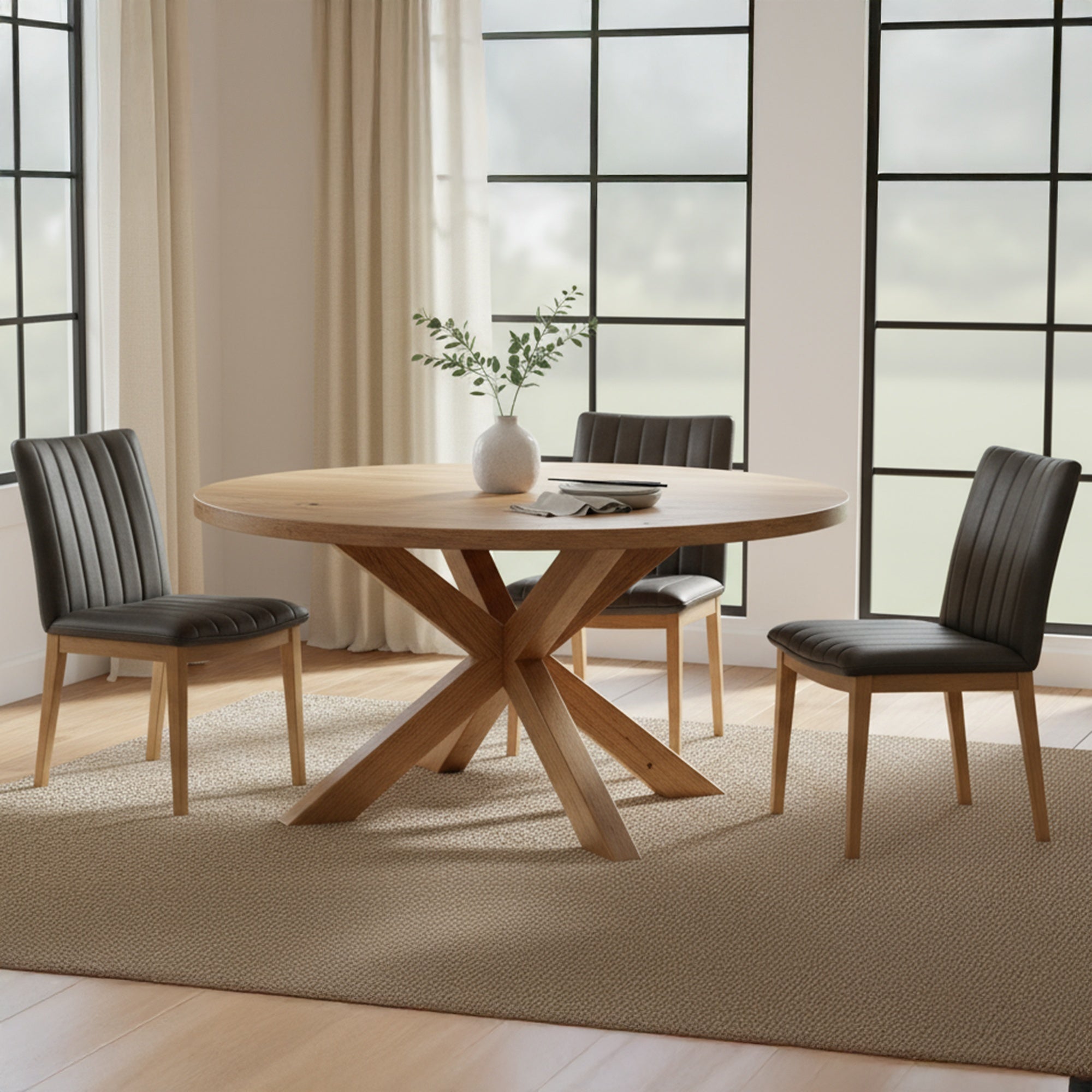 Moes Demi Dining Chair Brown Leather-Set of Two GO-1028-03