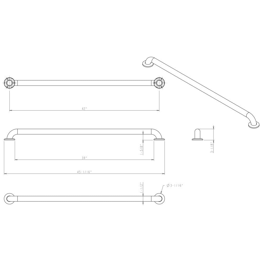 Hardware Resources Stainless Steel Conceal Mount Grab Bar