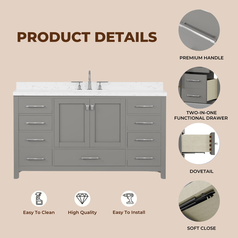 Caroline Avenue 60" Single Bath Vanity