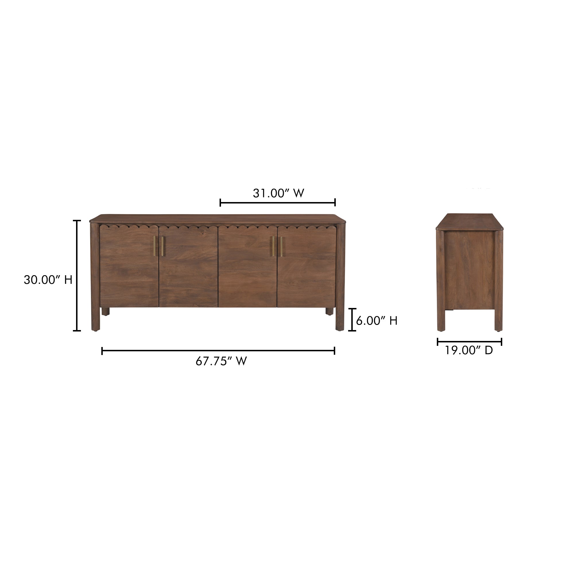 Moes Wiley 4 Door Sideboard Vintage Brown GZ-1165-03
