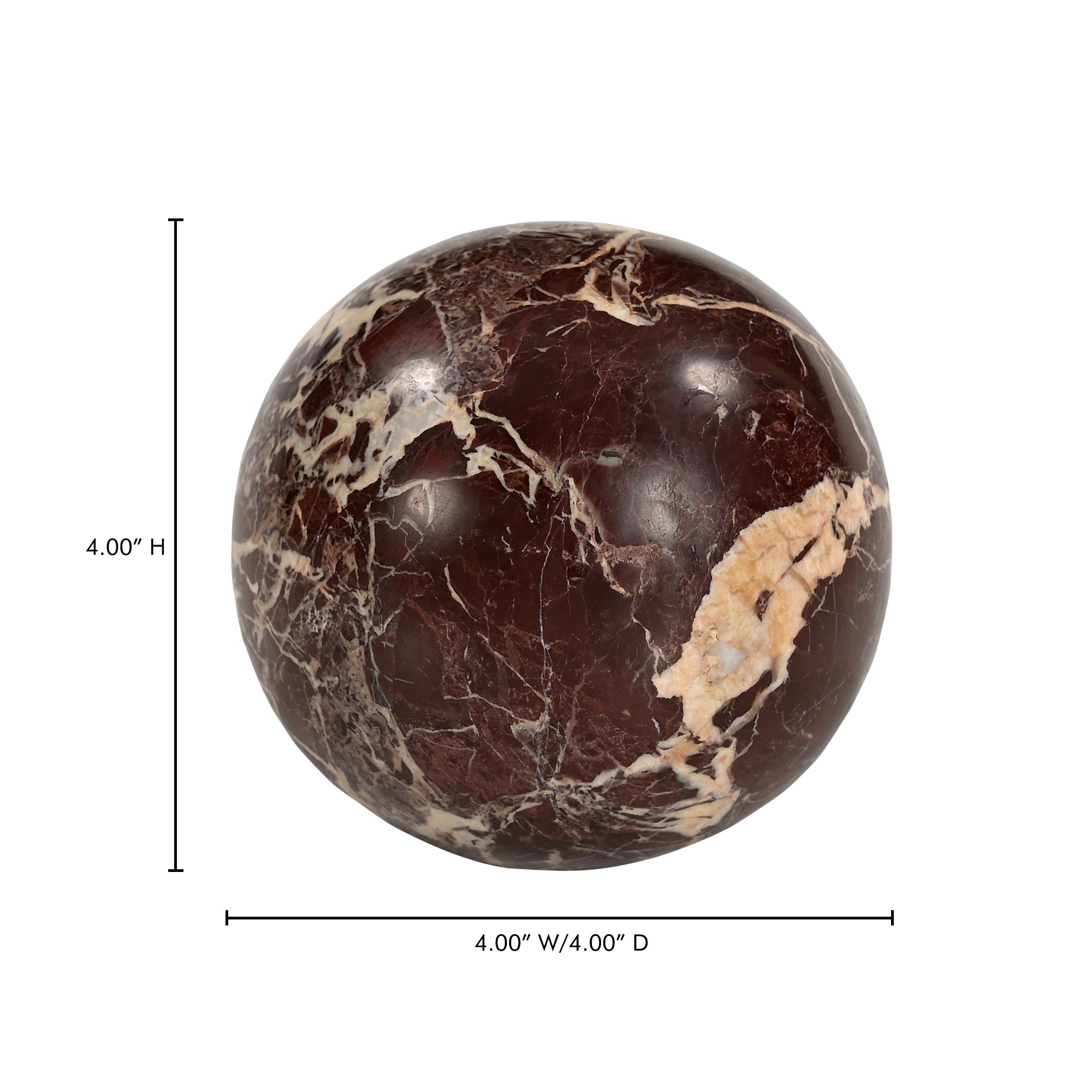 Moes Odessa Sphere Tabletop Accent Red Levanto Marble GZ-1173-22