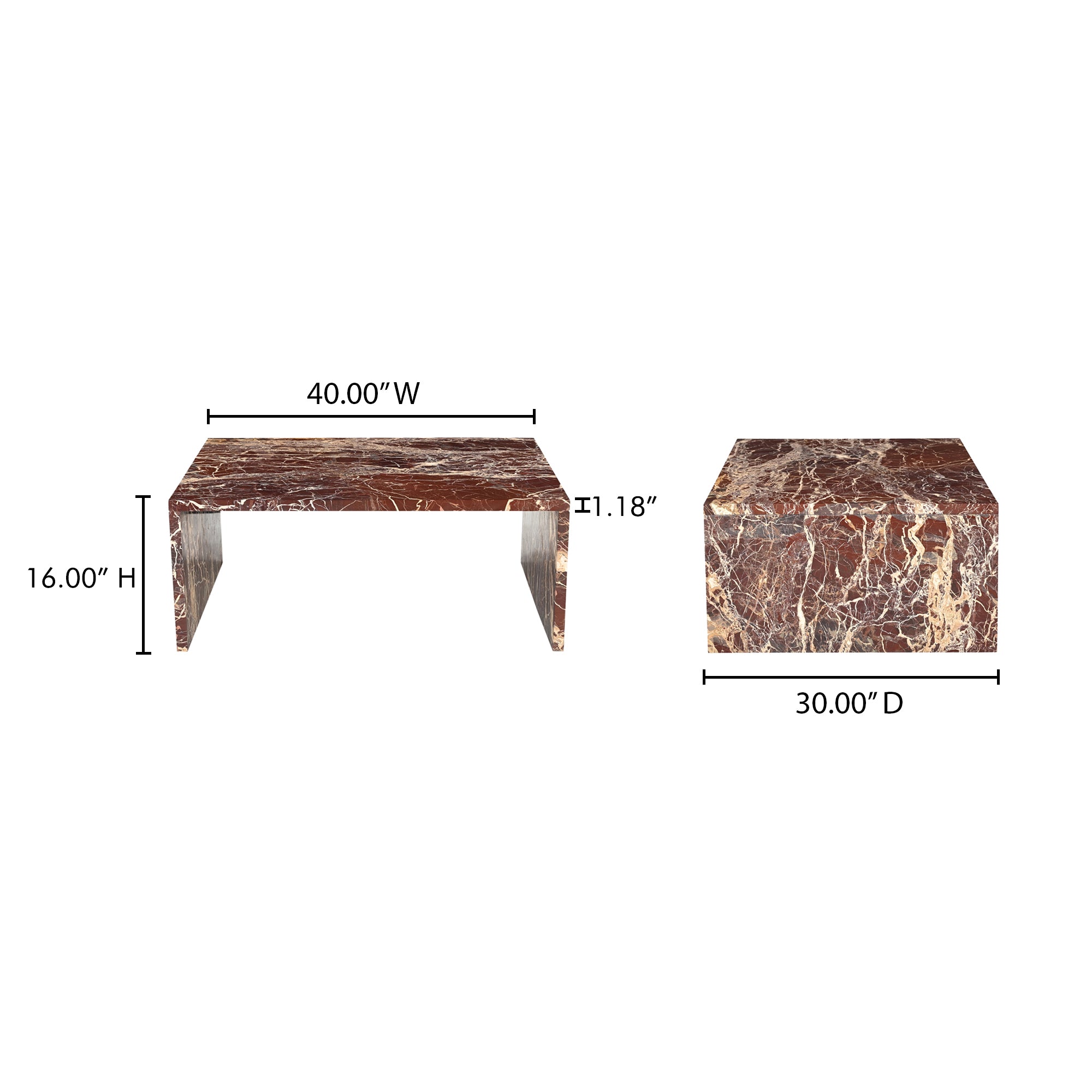 Moes Rosa Coffee Table Rosso Levanto Marble GZ-1182-06-0