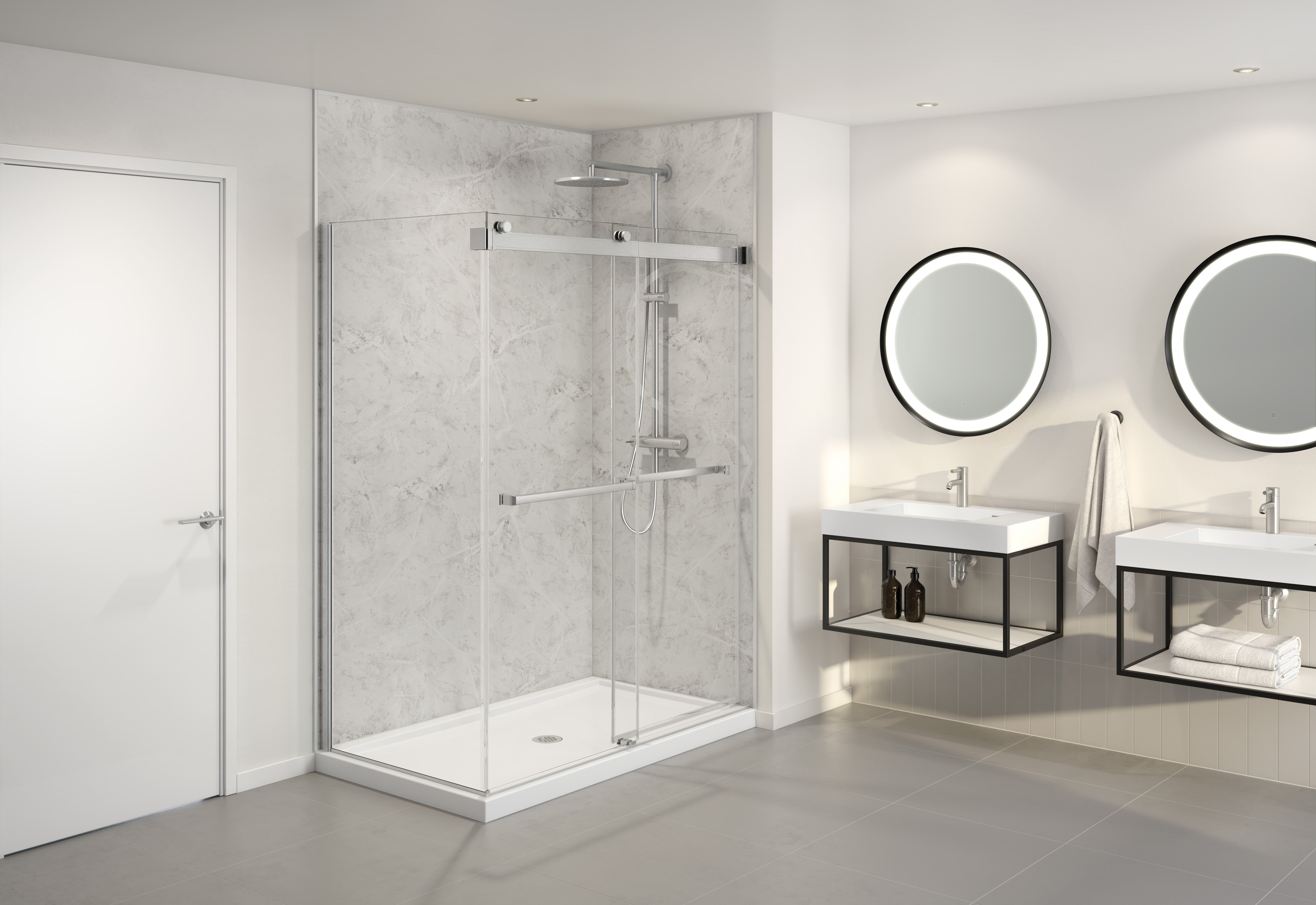 Fleurco Gemini NGUS 2-Sided Bypass Shower Door – 1/4" Glass, 75" High