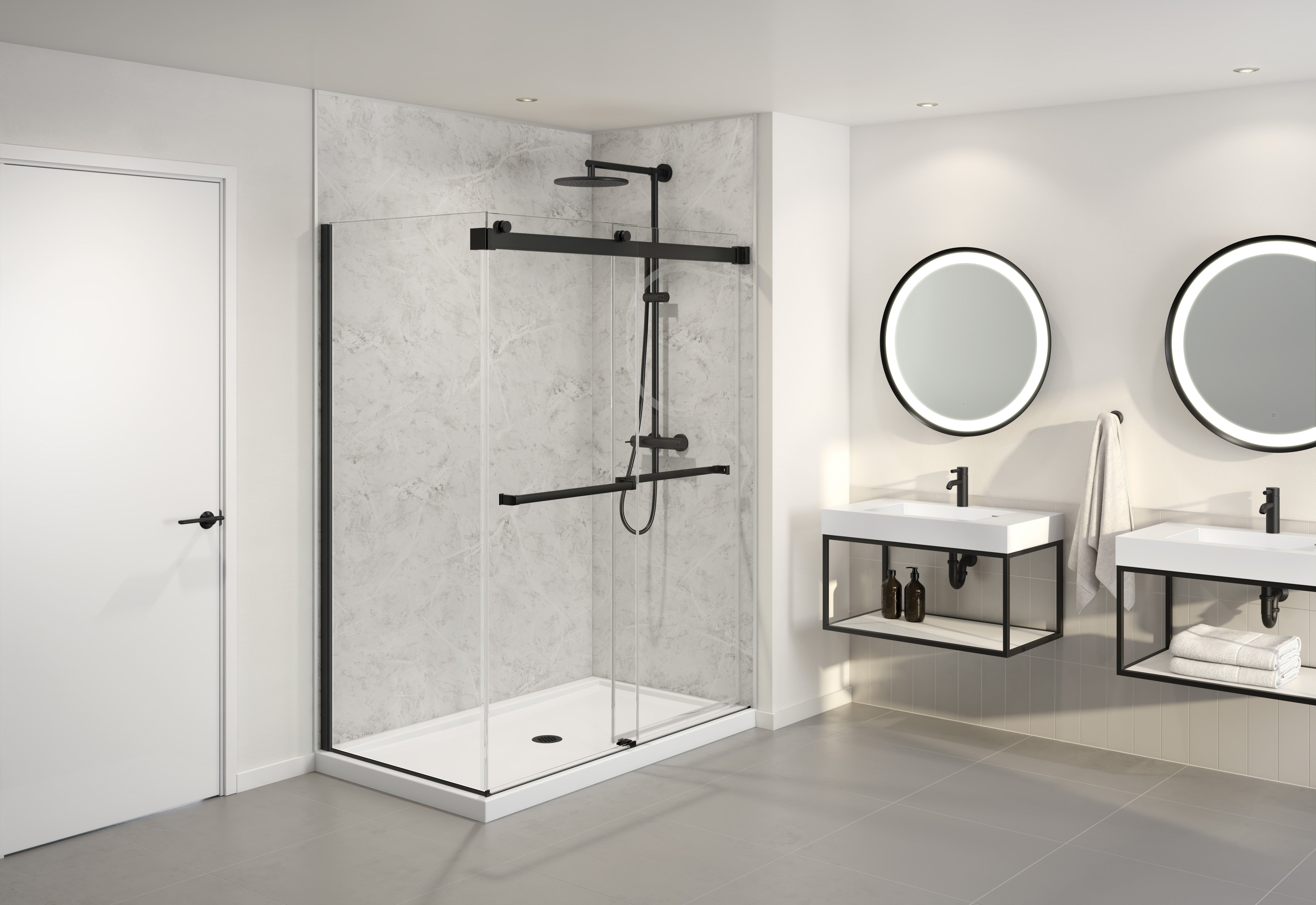 Fleurco Gemini NGUS 2-Sided Bypass Shower Door – 1/4" Glass, 75" High