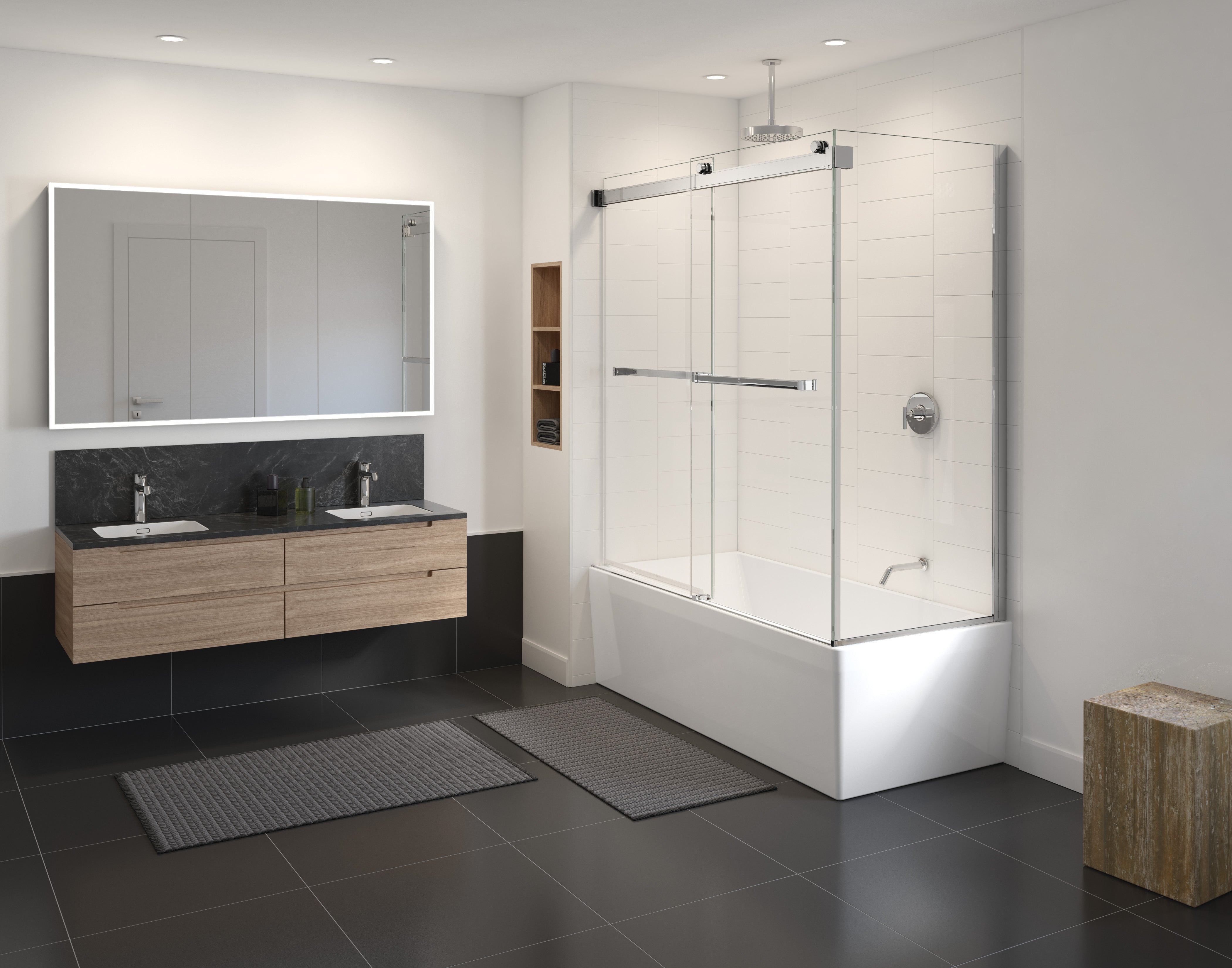 Fleurco Gemini Plus 2-Sided Tub Enclosure – 3/8" Glass, 66" High