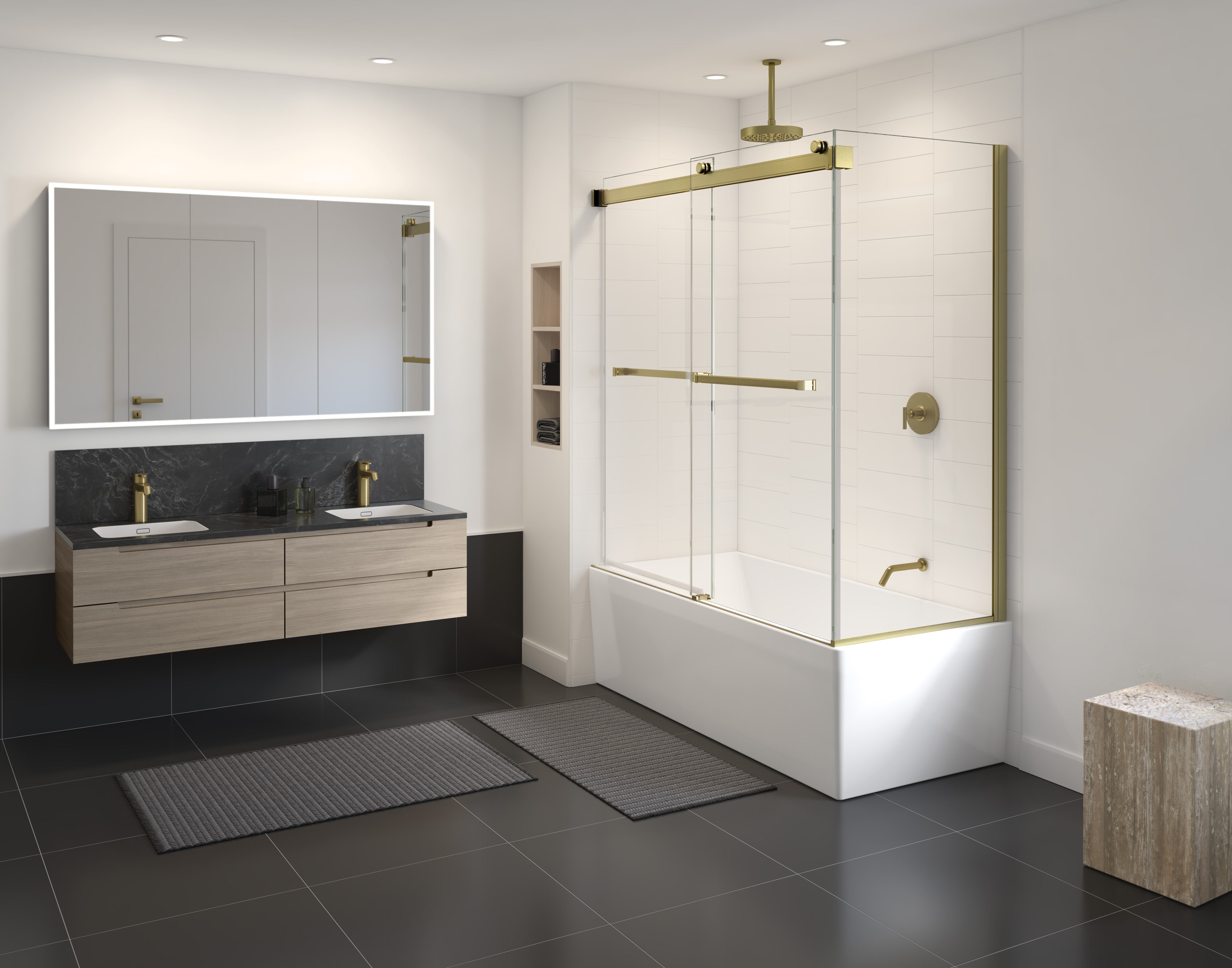 Fleurco Gemini Plus 2-Sided Tub Enclosure – 3/8" Glass, 66" High