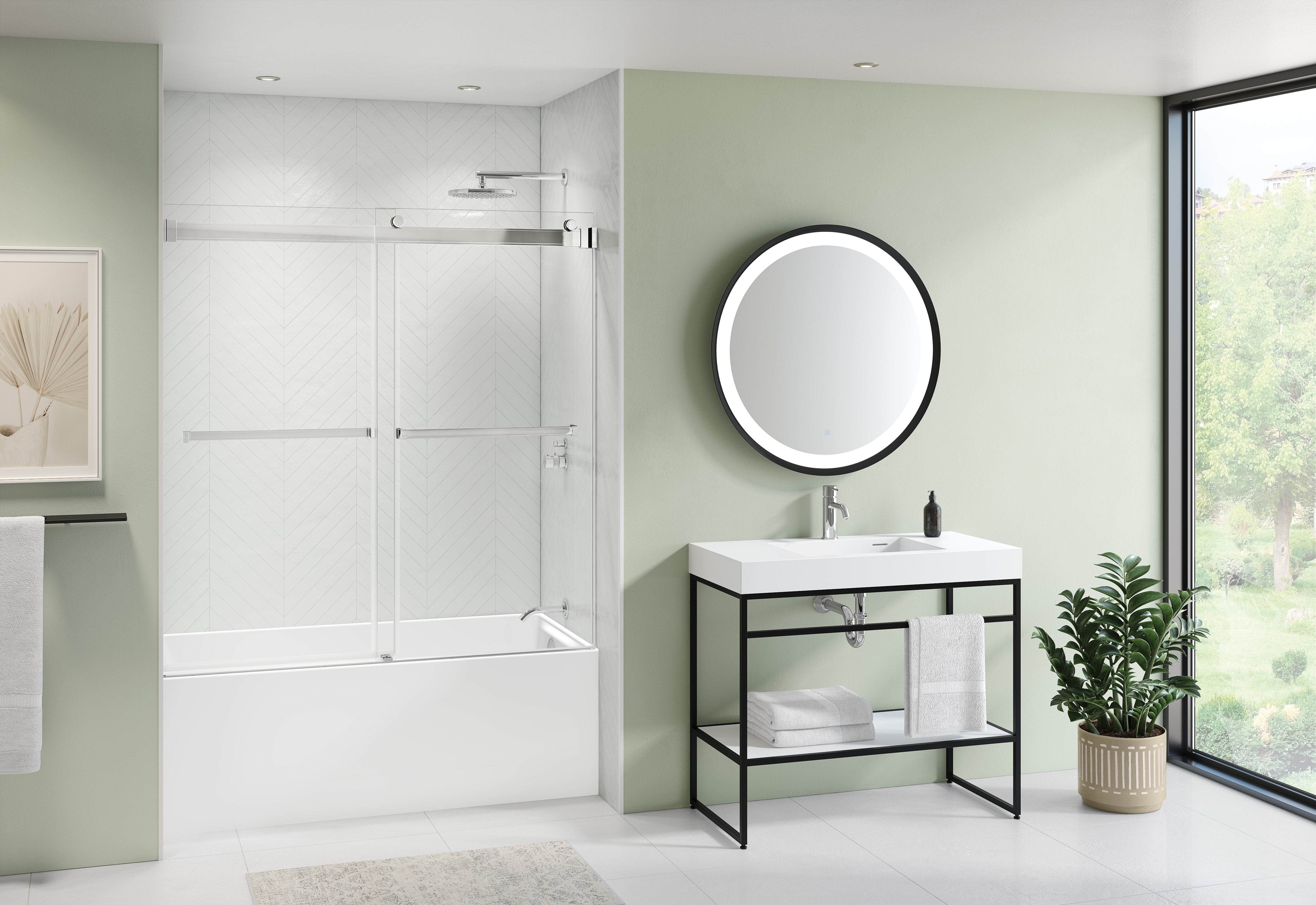 Fleurco Gemini NGST60 60" Bypass Tub Enclosure Shower Door