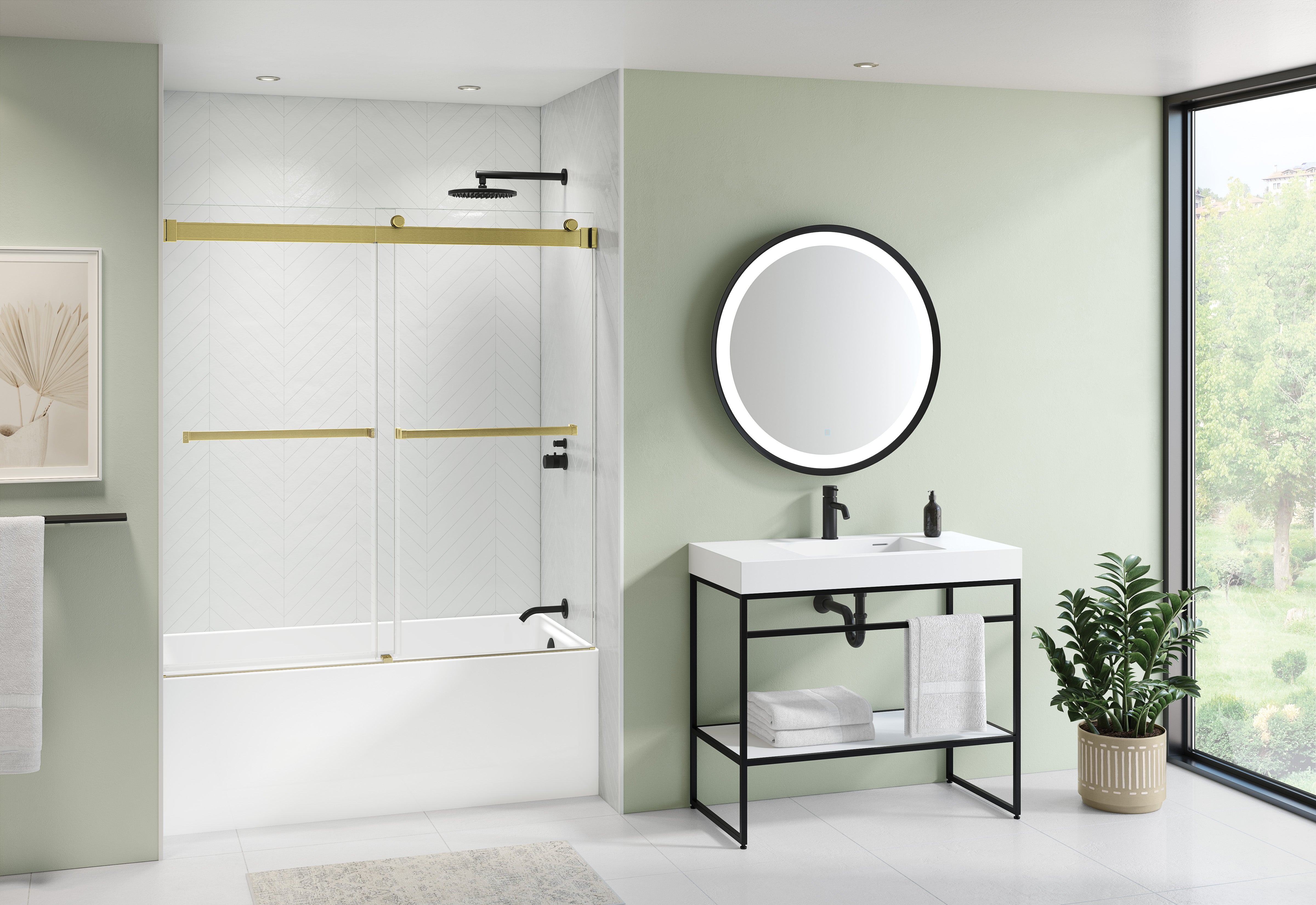 Fleurco Gemini NGST60 60" Bypass Tub Enclosure Shower Door