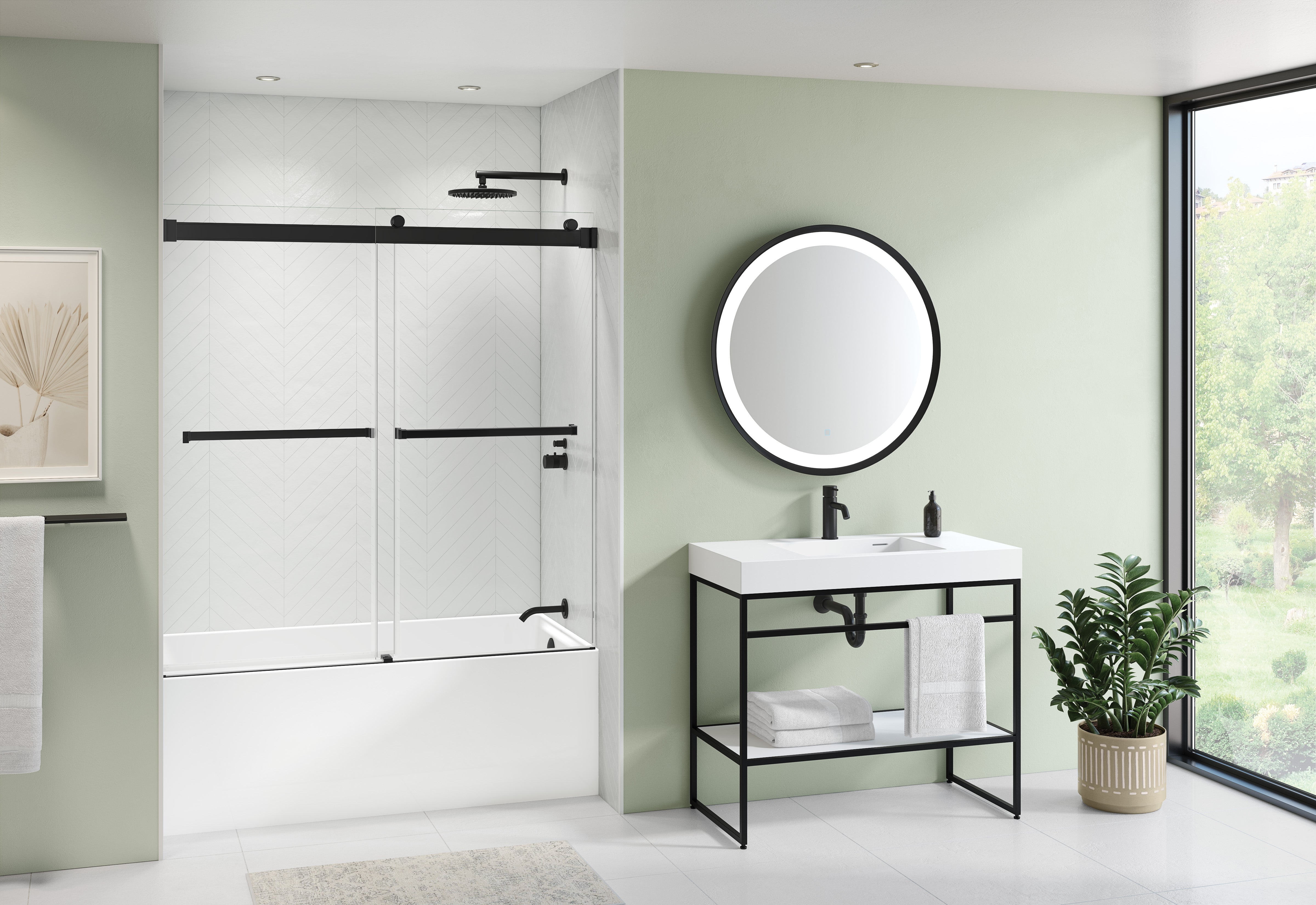 Fleurco Gemini NGST60 60" Bypass Tub Enclosure Shower Door