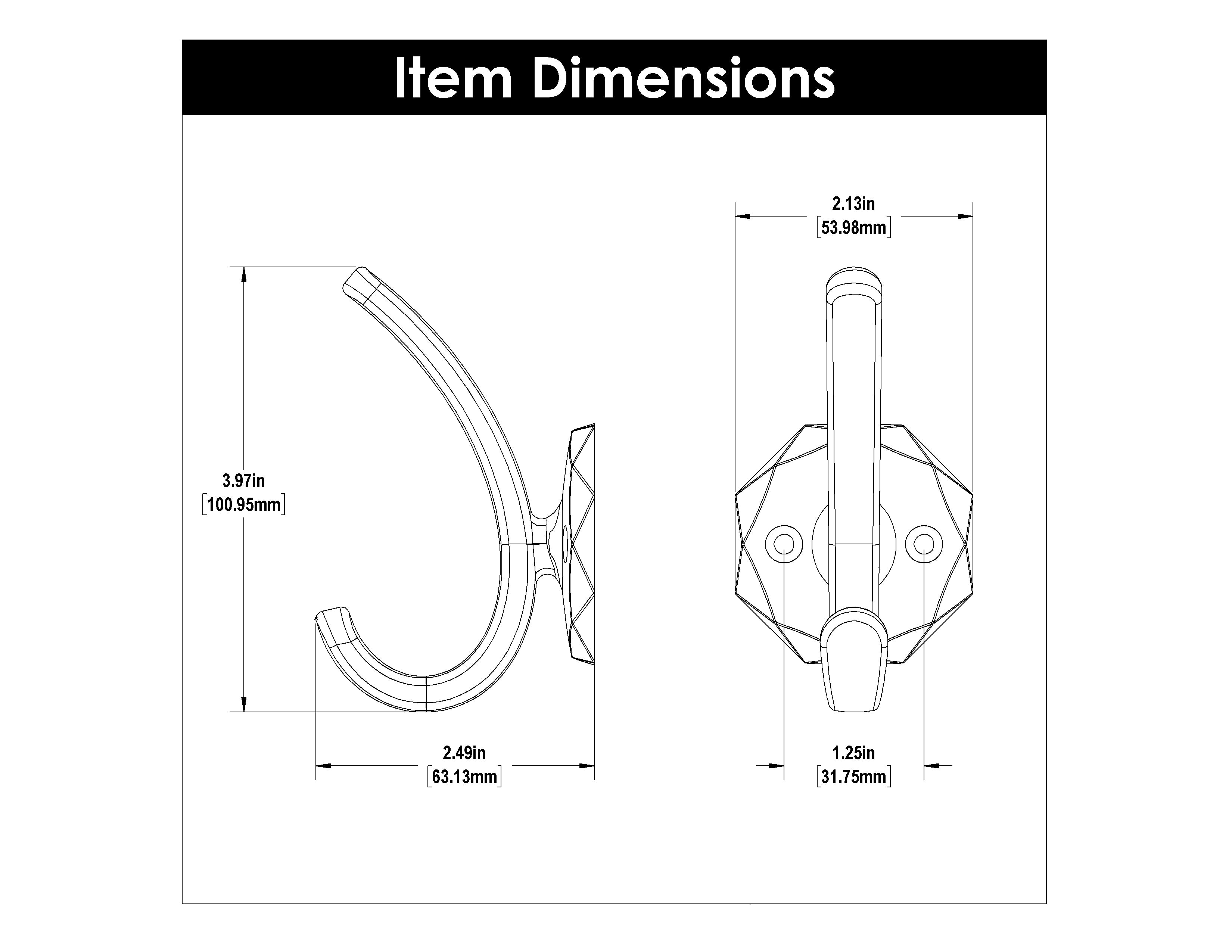 Hickory H077848, 1-1/4 Inch Center to Center Karat Hook