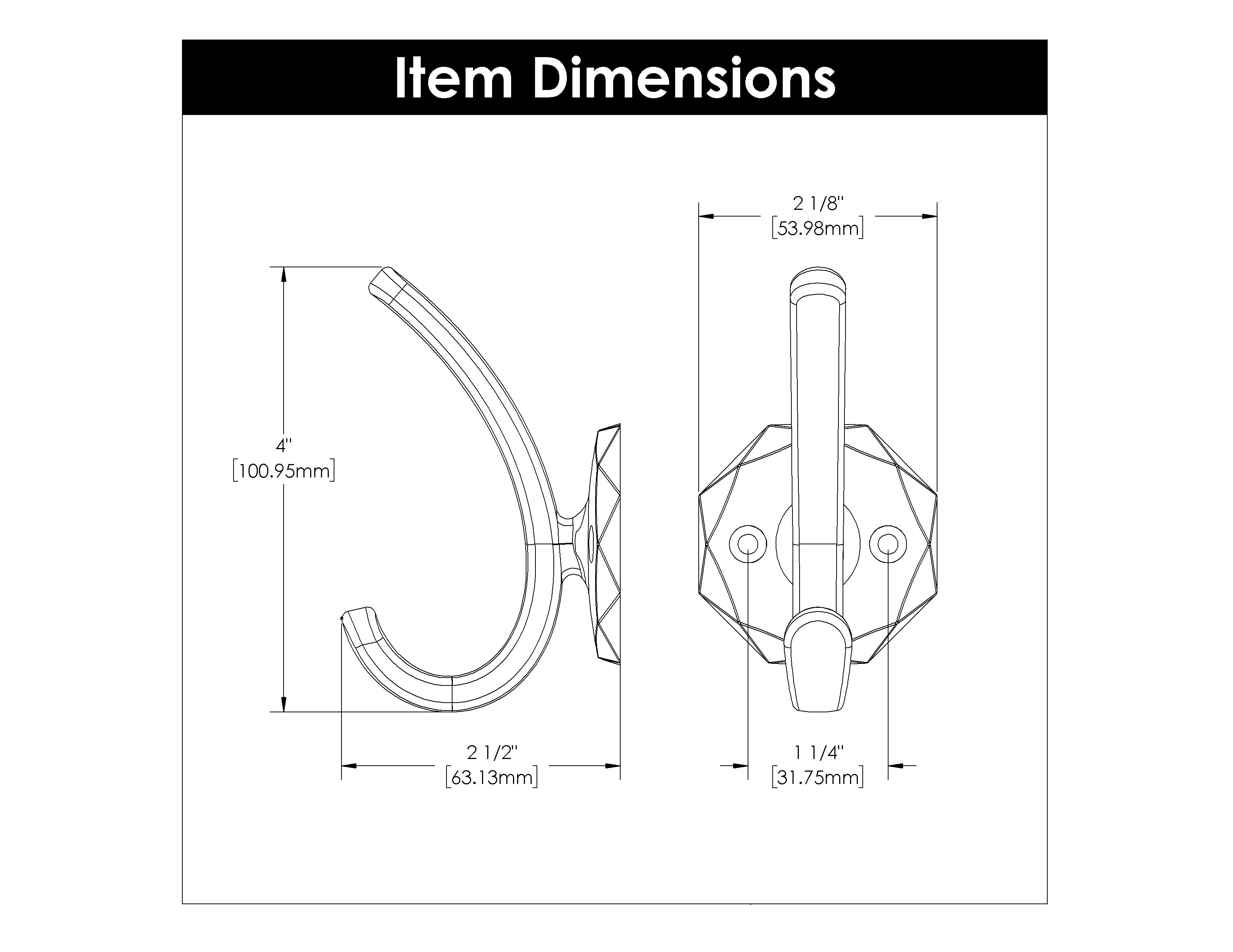 Hickory H077848, 1-1/4 Inch Center to Center Karat Hook