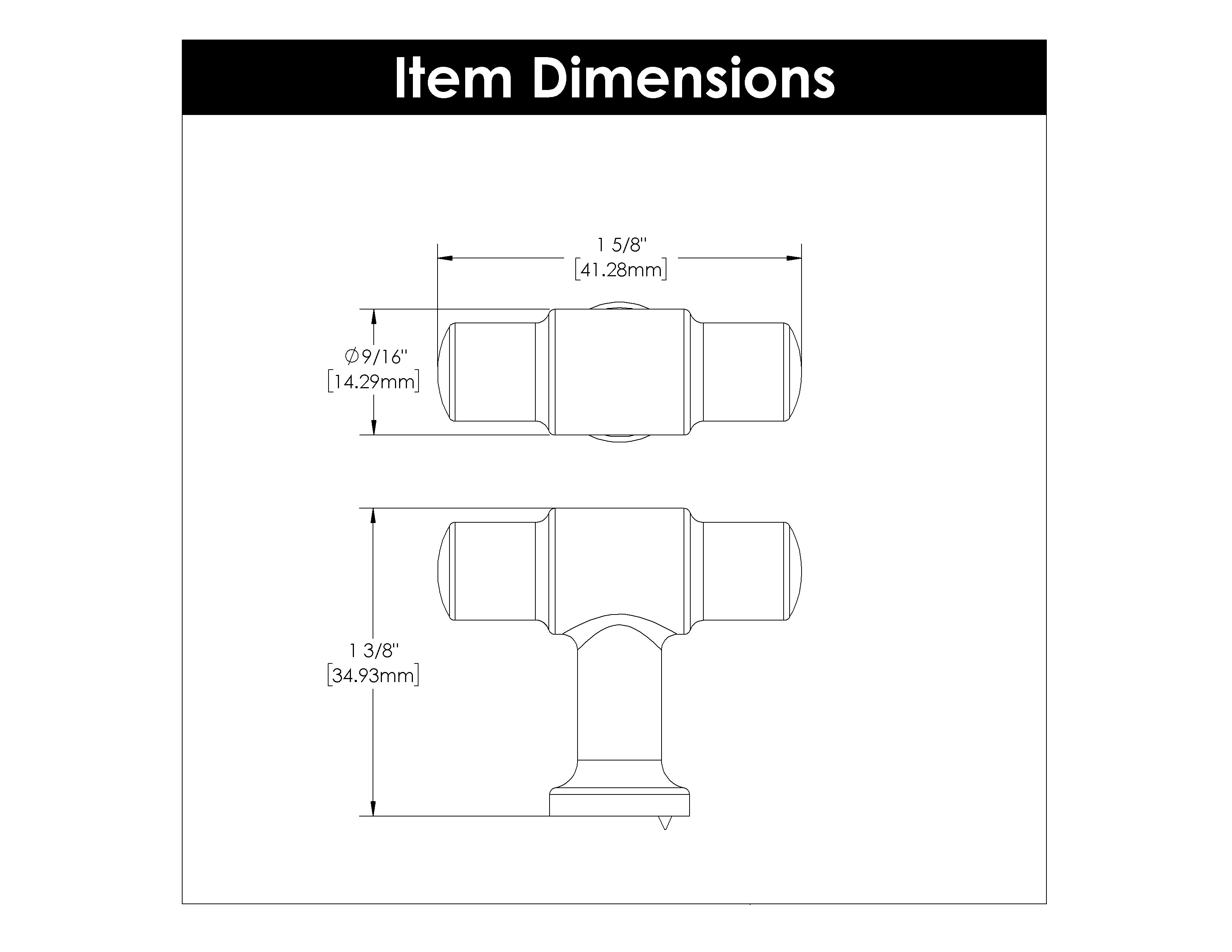 Hickory H077850, 1-5/8 Inch X 5/8 Inch Piper T-Knob