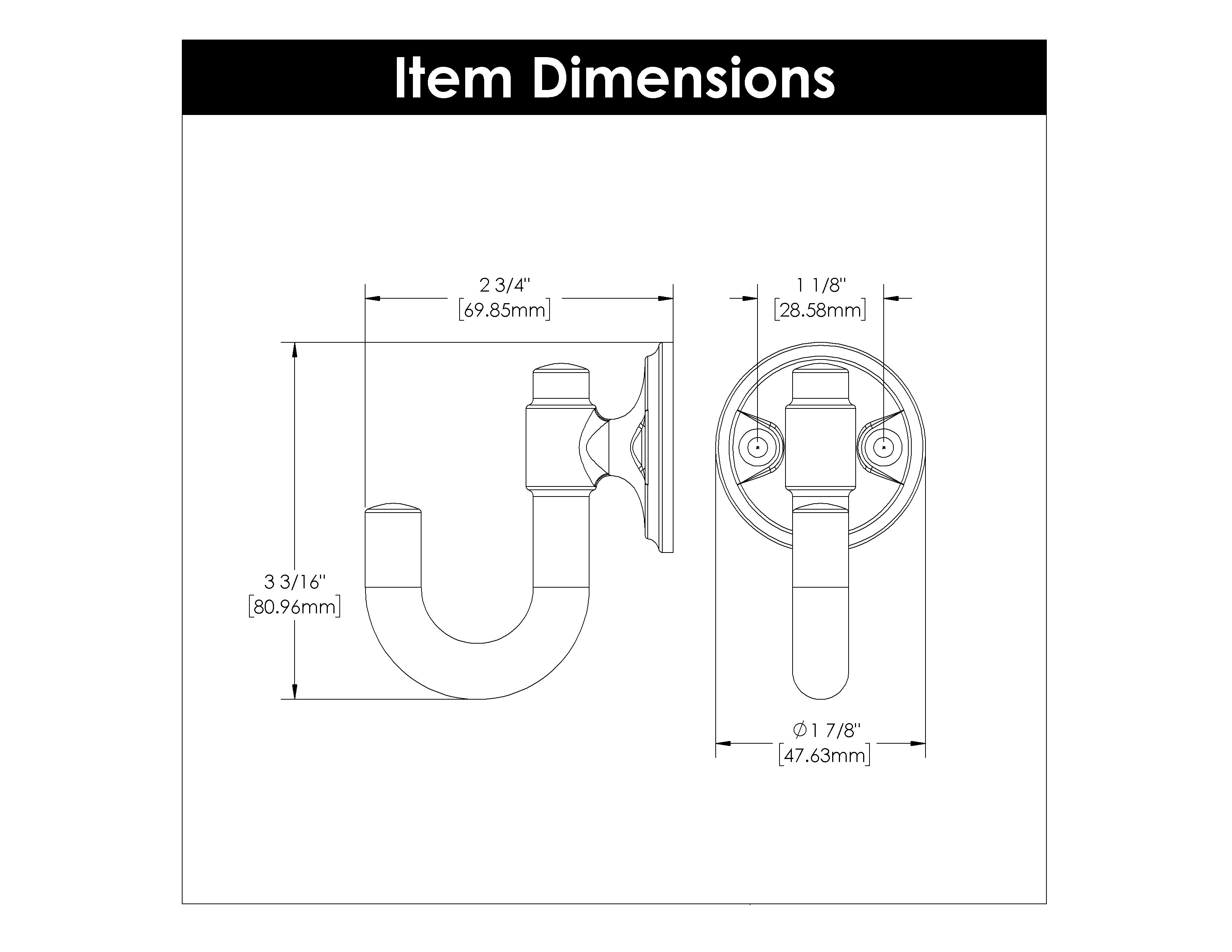 Hickory H077859, 1-1/8 Inch Center to Center Piper Hook