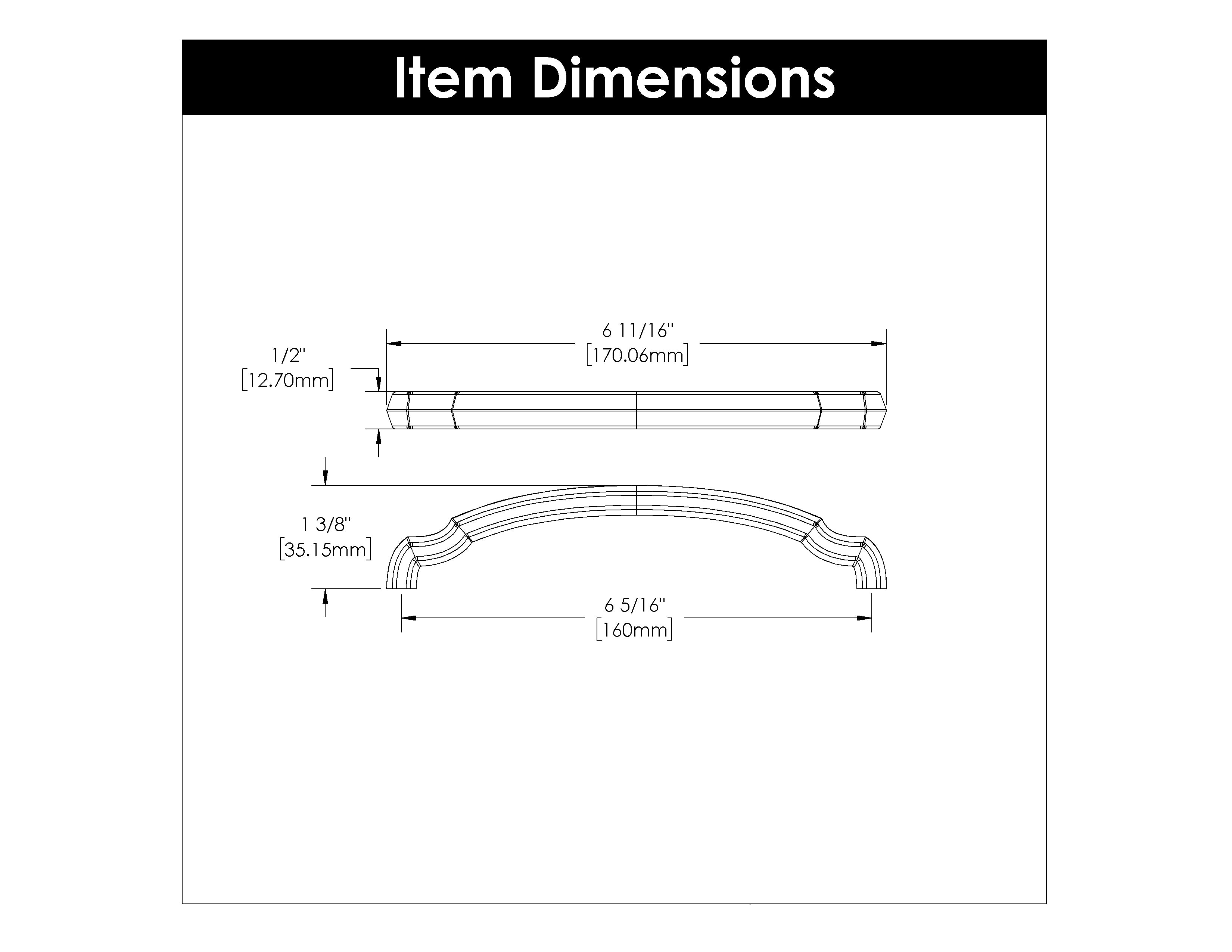 Hickory H077865, 6-5/16 Inch (160mm) Veranda Pull