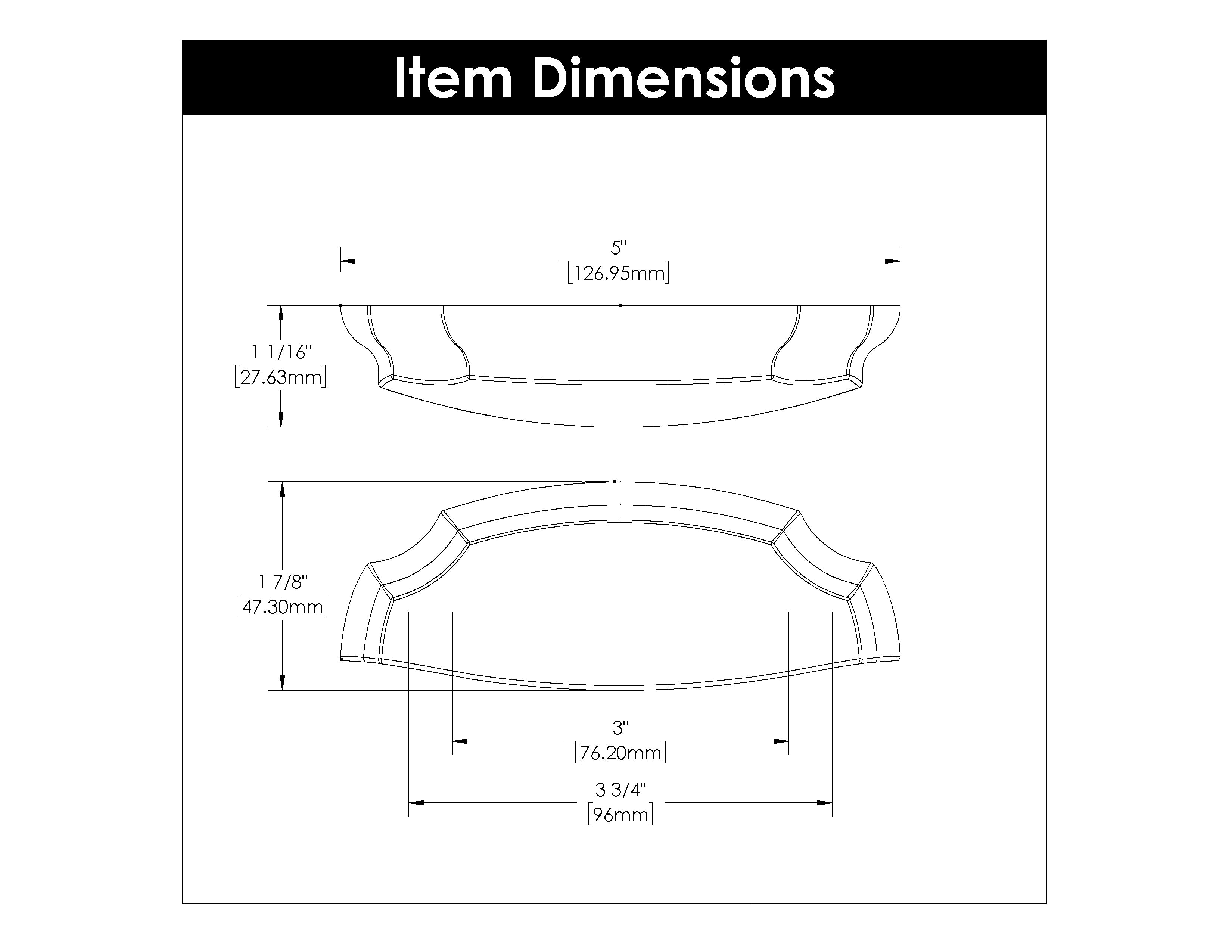 Hickory H077872, 3 Inch & 3-3/4 Inch (96mm) Center to Center Veranda Cup Pull