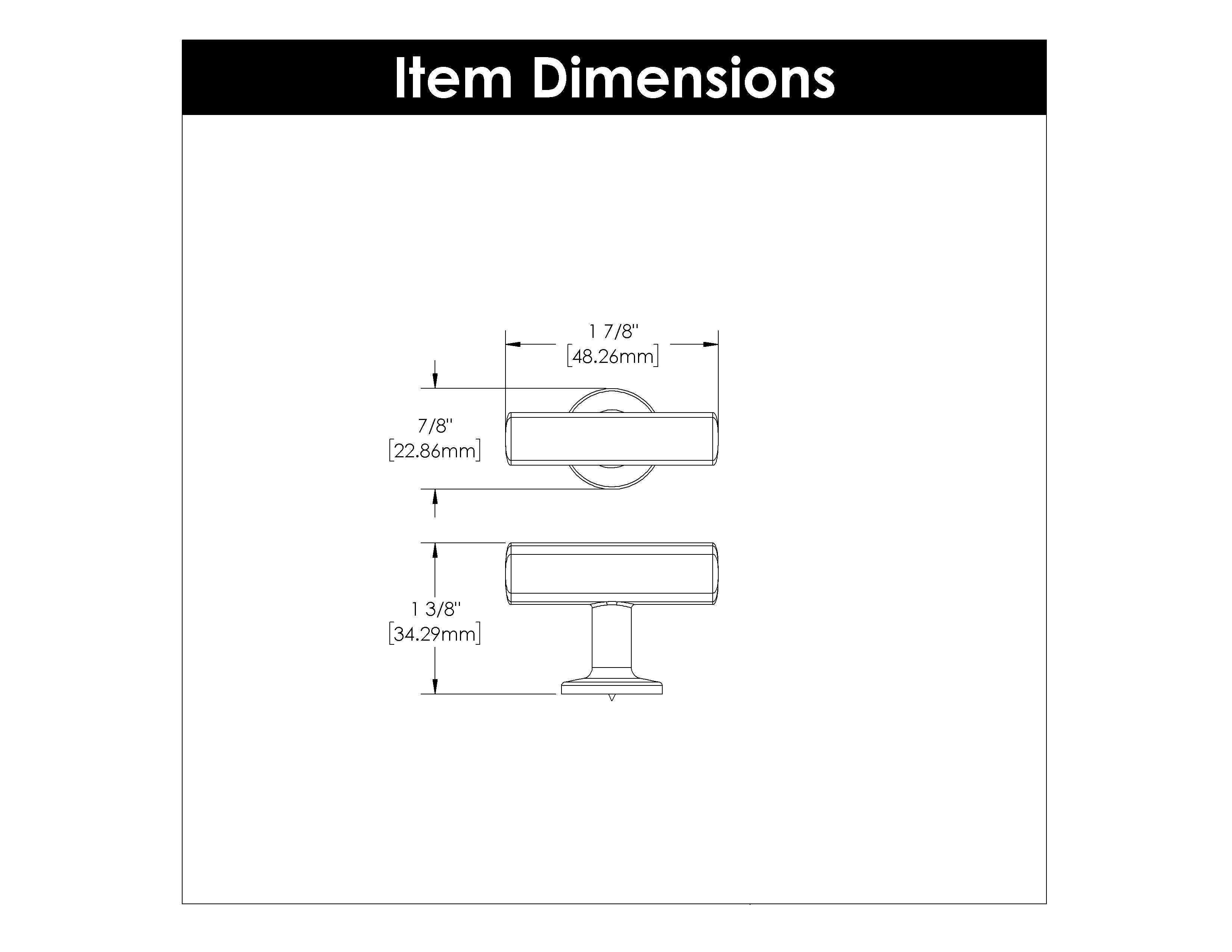 Hickory H077878, 1-15/16 Inch X 15/16 Inch Woodward T-Knob