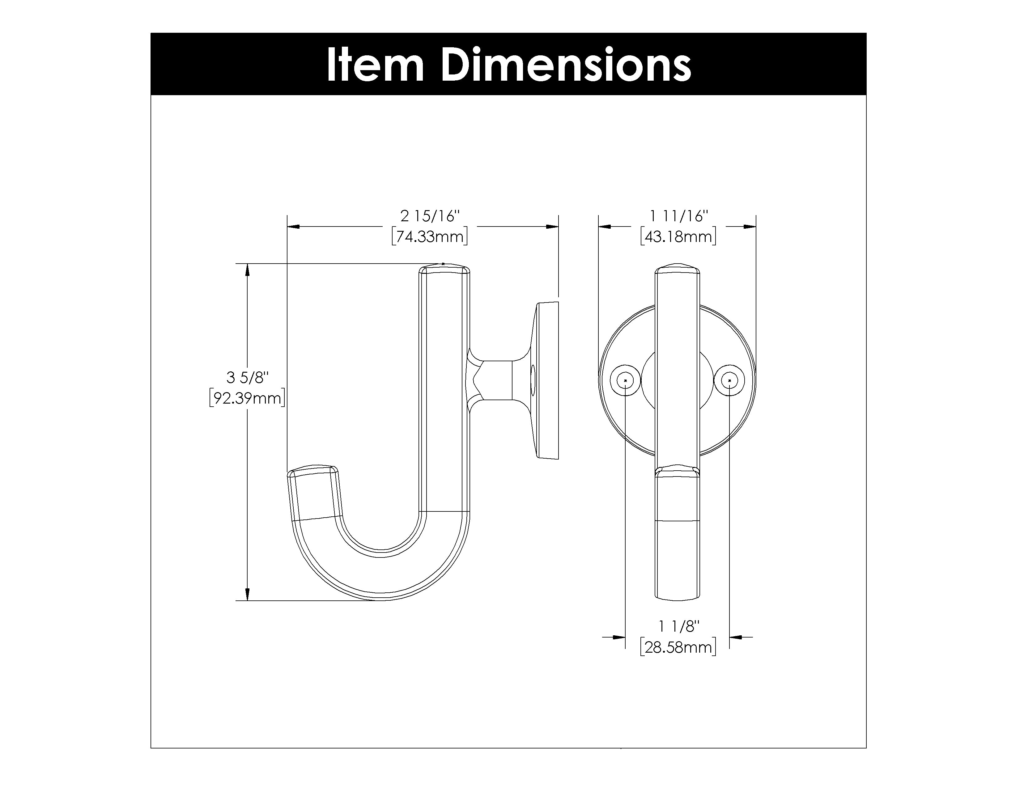 Hickory H077888, 1-1/8 Inch Center to Center Woodward Hook