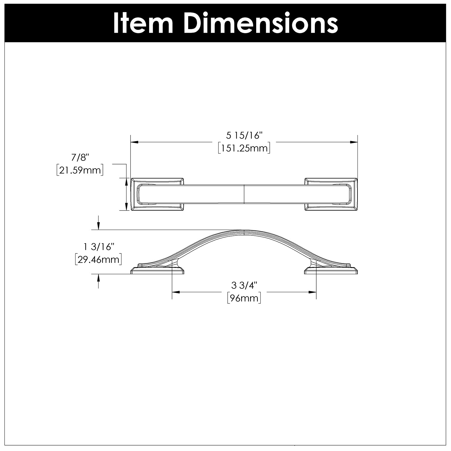 Hickory H078771, 3-3/4 Inch (96mm) Dover Pull