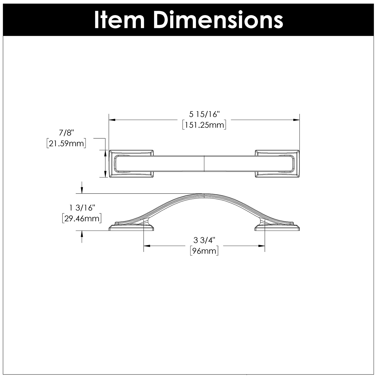 Hickory H078771, 3-3/4 Inch (96mm) Dover Pull