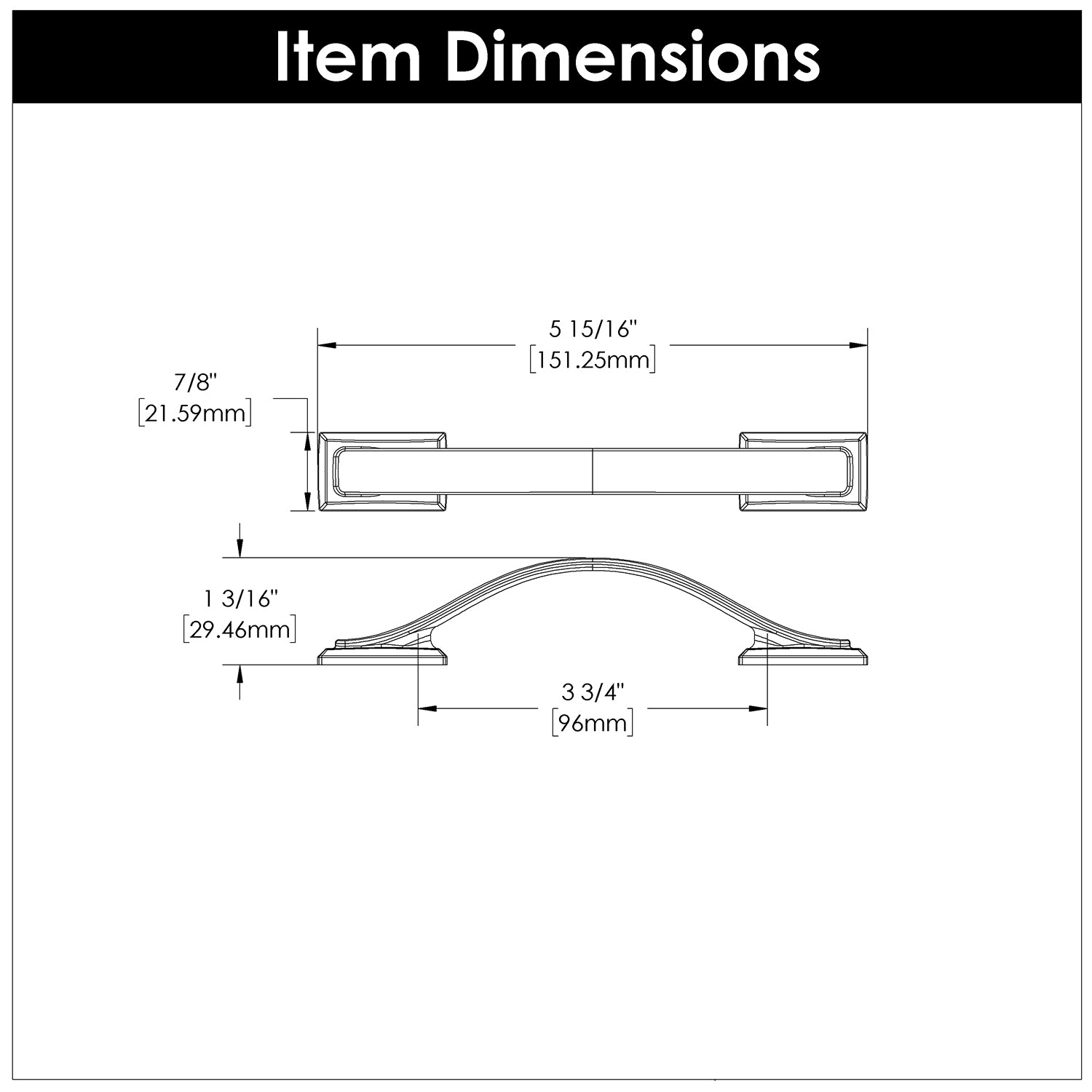 Hickory H078771, 3-3/4 Inch (96mm) Dover Pull