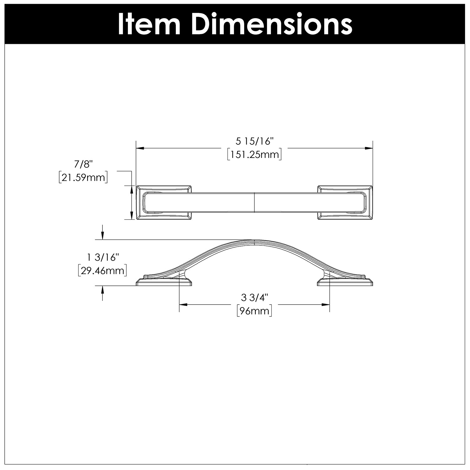 Hickory H078771, 3-3/4 Inch (96mm) Dover Pull