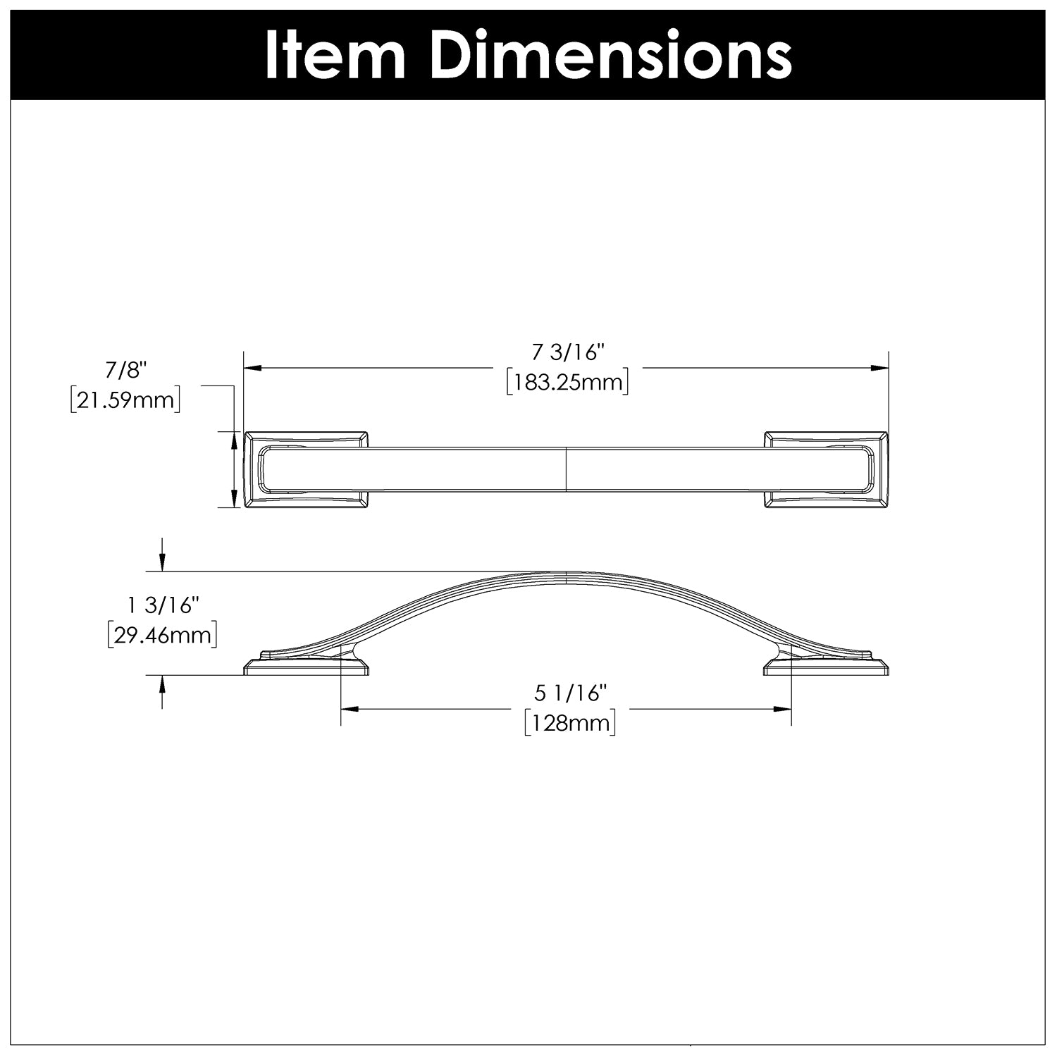 Hickory H078772, 5-1/16 Inch (128mm) Dover Pull