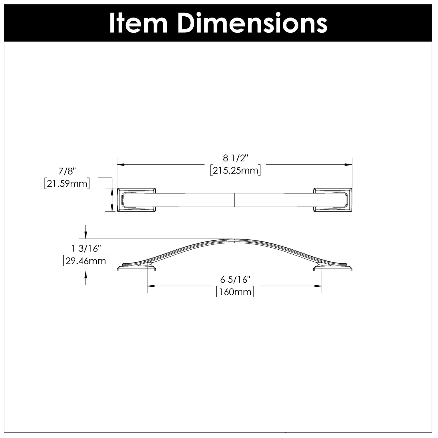 Hickory H078773, 6-5/16 Inch (160mm) Dover Pull