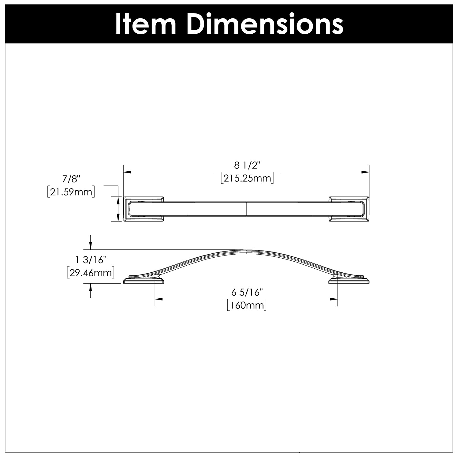 Hickory H078773, 6-5/16 Inch (160mm) Dover Pull