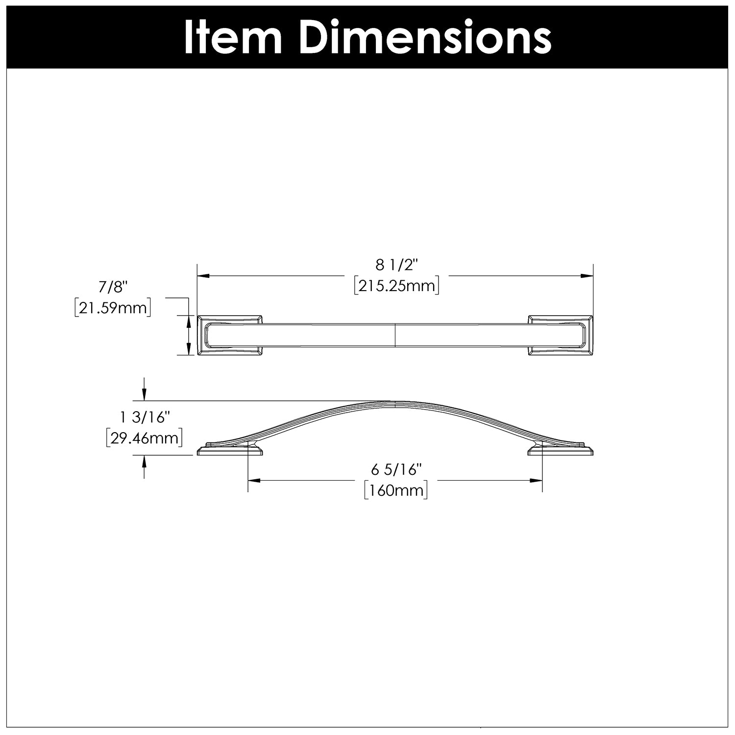 Hickory H078773, 6-5/16 Inch (160mm) Dover Pull