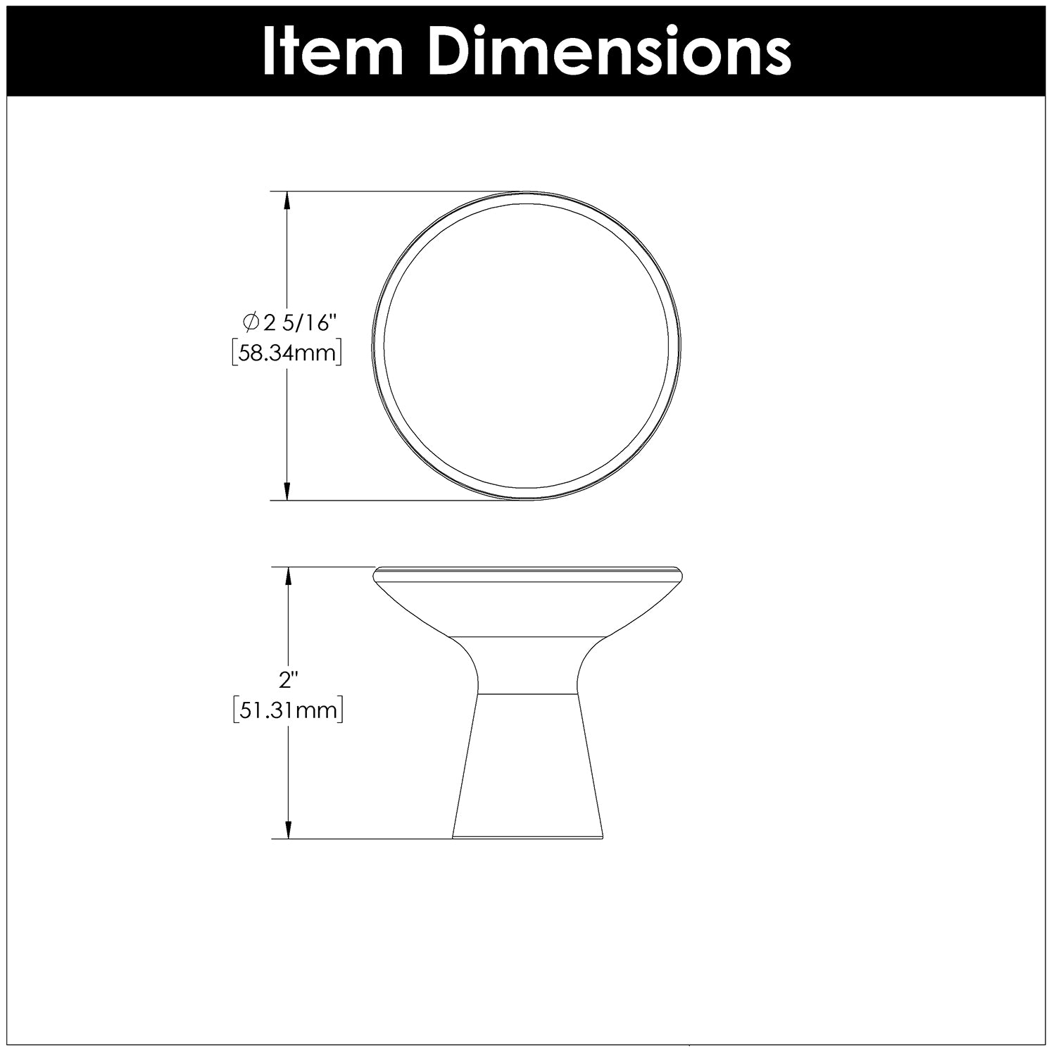Hickory H078782, 2-5/16 Inch Diameter Maven Hook Knob