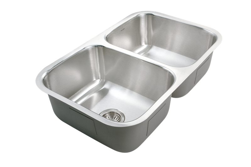 Houzer Medallion Gourmet 31" Stainless Steel Undermount 50/50 Double Bowl Kitchen Sink with Strainer