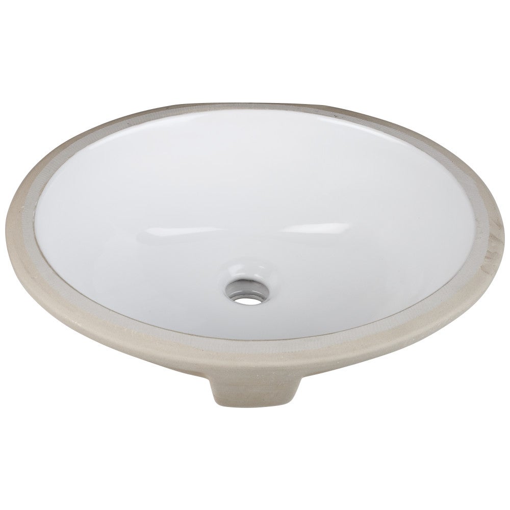 Hardware Resources 15-9/16" L x 13" W White Oval Undermount Porcelain Bathroom Sink With Overflow
