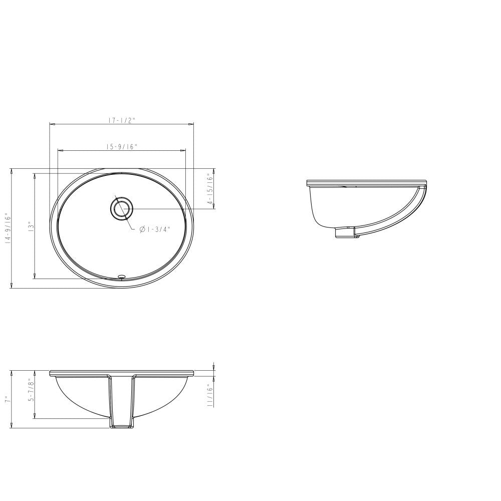 Hardware Resources 15-9/16" L x 13" W Parchment Oval Undermount Porcelain Bathroom Sink With Overflow