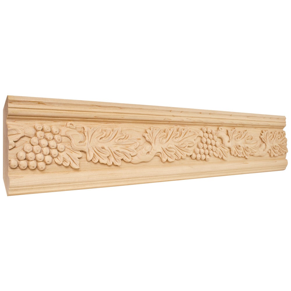 1-1/8" D x 4-3/4" H Maple Acanthus & Grape Hand Carved Moulding