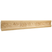 1" D x 3-3/4" H Basswood Botanical Hand Carved Crown Moulding