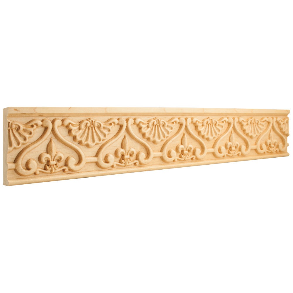 7/8" D x 4" H Alder Fleur-de-lis Hand Carved Moulding