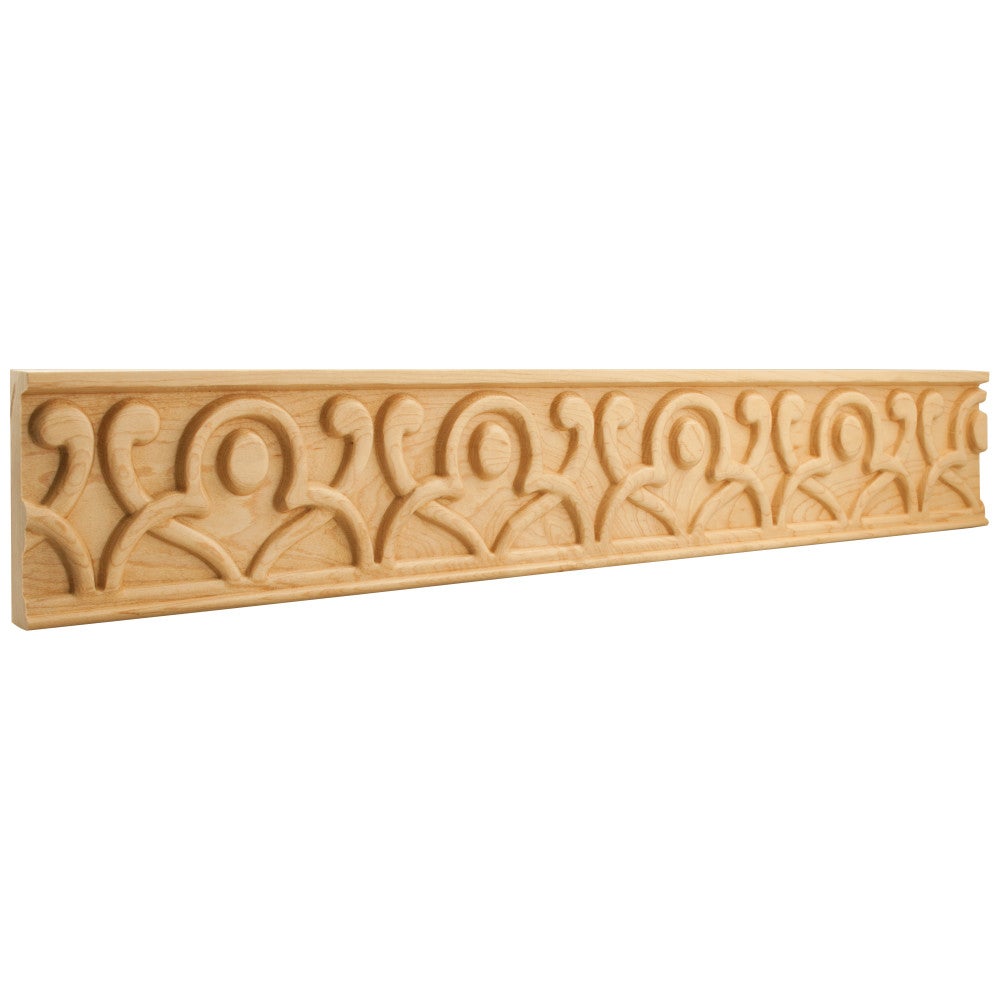7/8" D x 4" H Maple Geometric Hand Carved Moulding